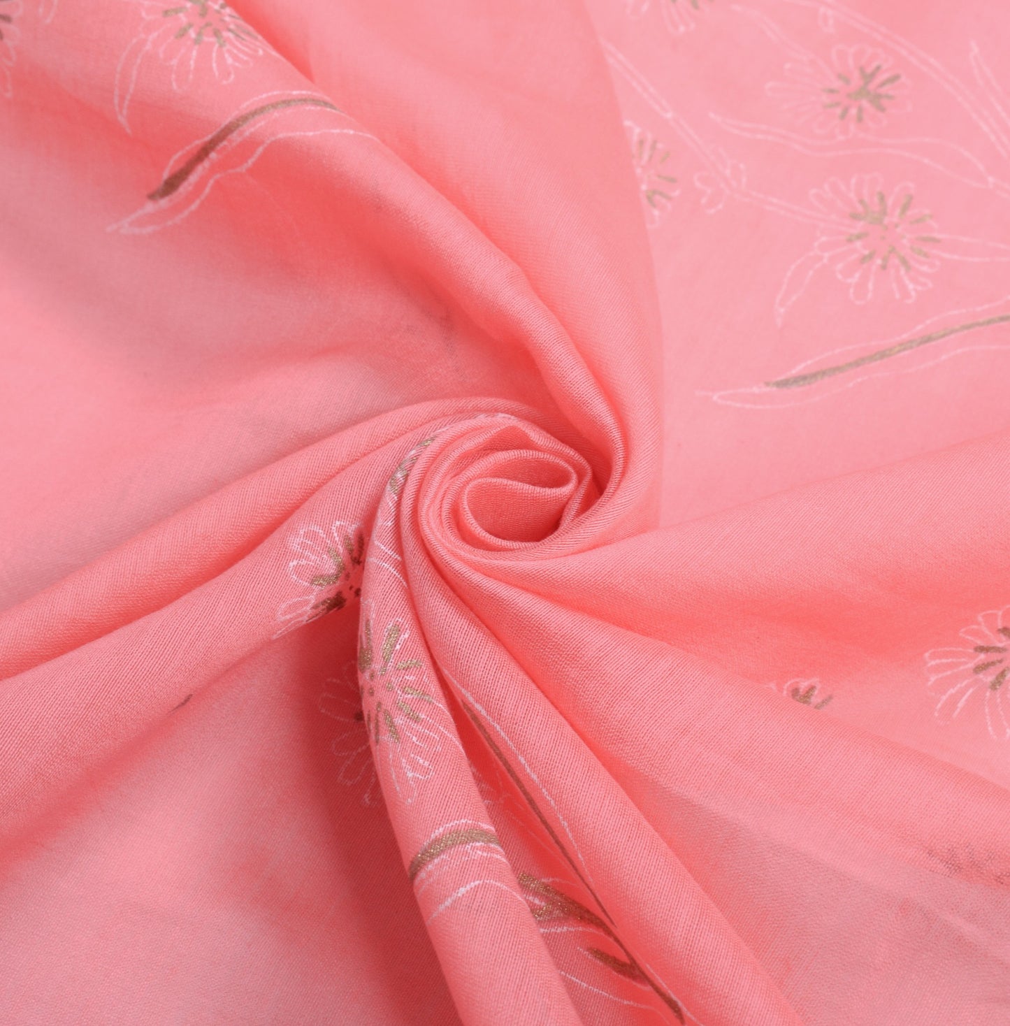 Sushila Vintage Floral Pink Dupatta Pure Cotton Silk Printed Handmade Long Stole
