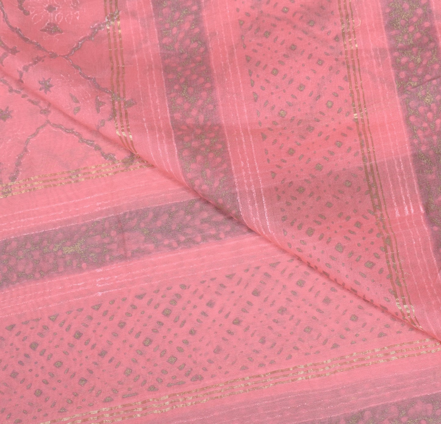 Sushila Vintage Floral Pink Dupatta Pure Cotton Silk Printed Handmade Long Stole