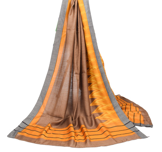 Sushila Vintage Brown Dupatta Pure Woolen Hand Block Printed Soft Long Stole