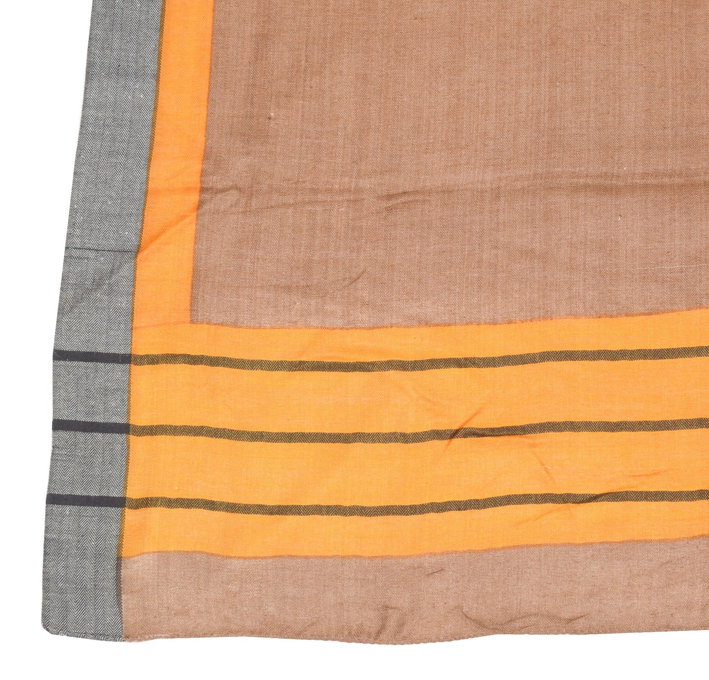 Sushila Vintage Brown Dupatta Pure Woolen Hand Block Printed Soft Long Stole