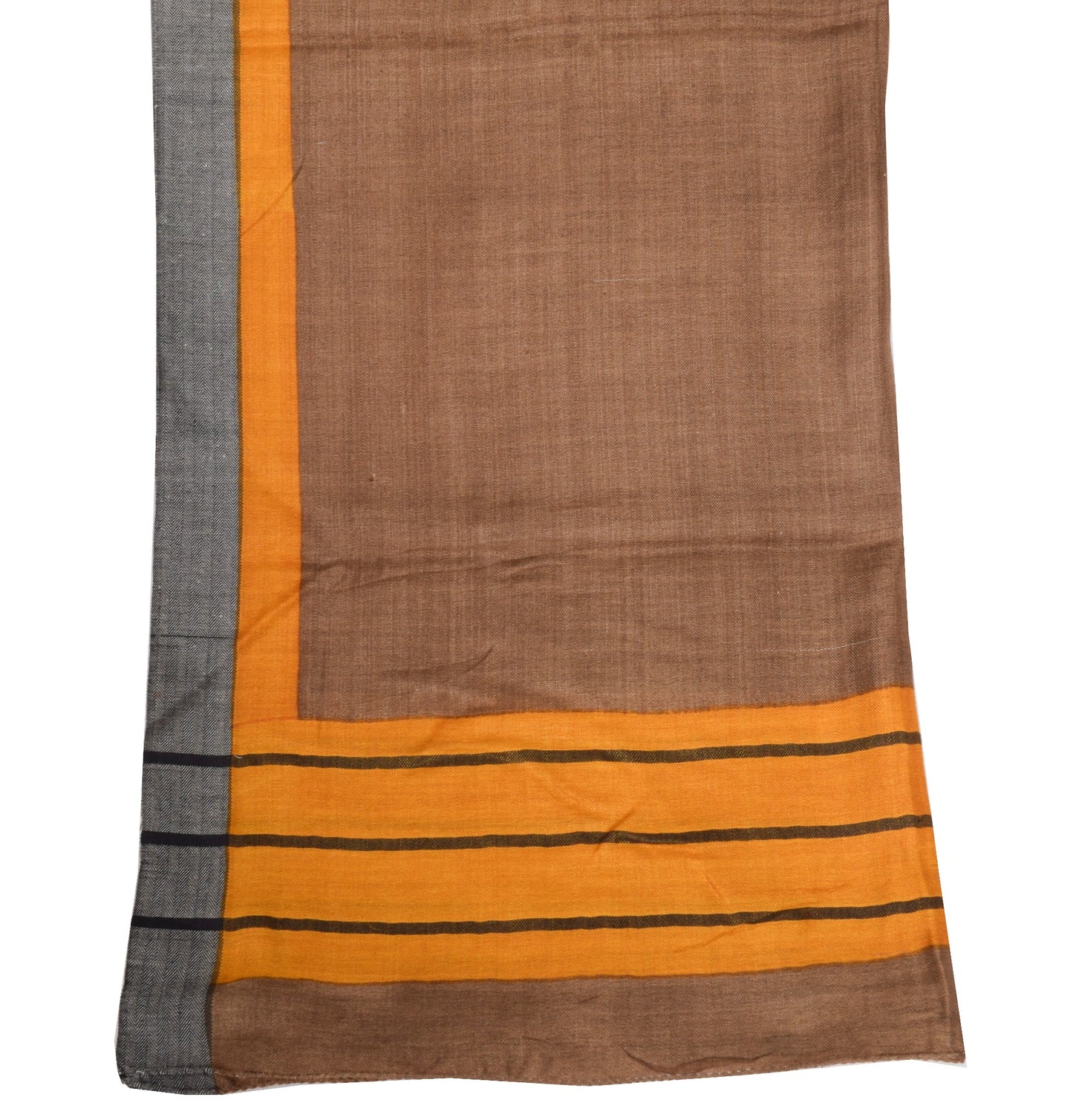 Sushila Vintage Brown Dupatta Pure Woolen Hand Block Printed Soft Long Stole