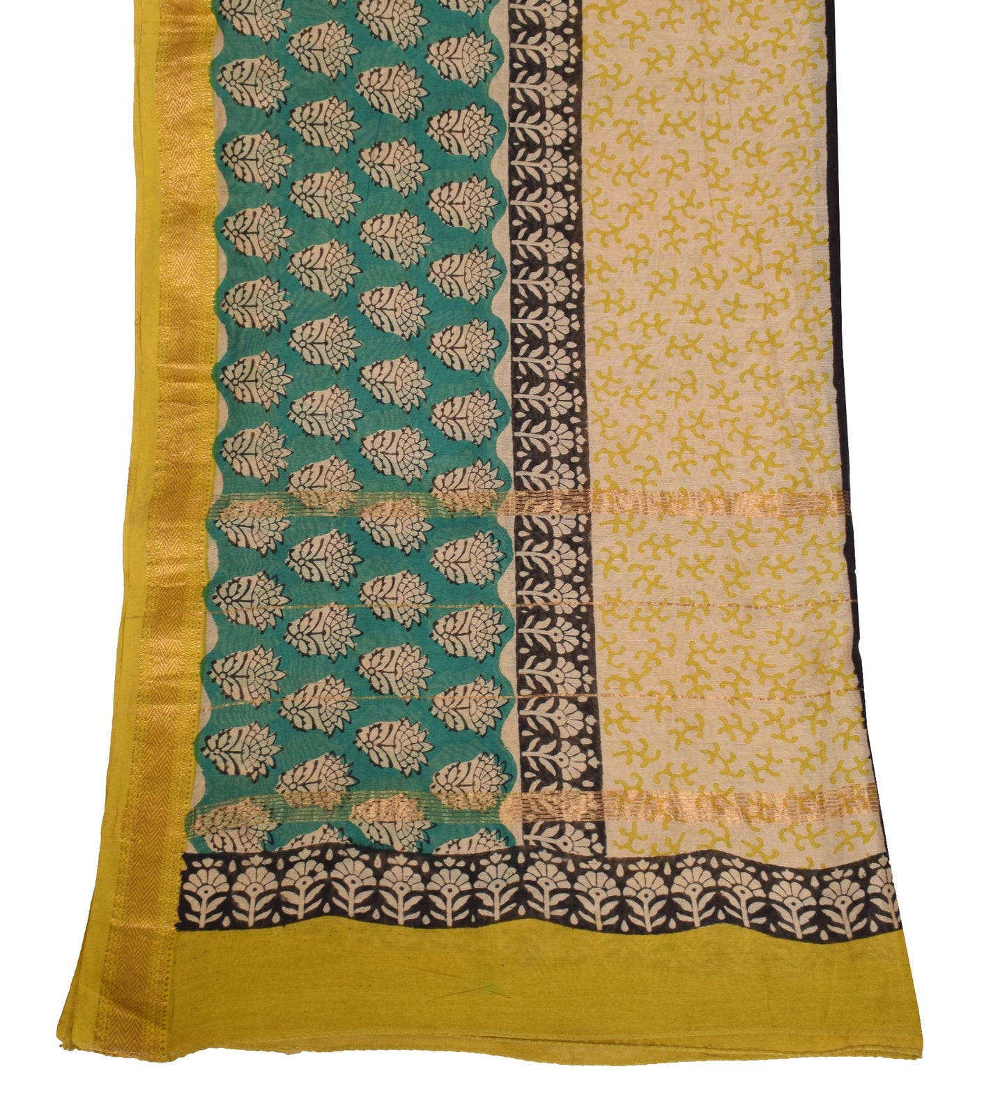 Sushila Vintage Light Brown Dupatta Floral Hand Block Printed Cotton Silk Stole