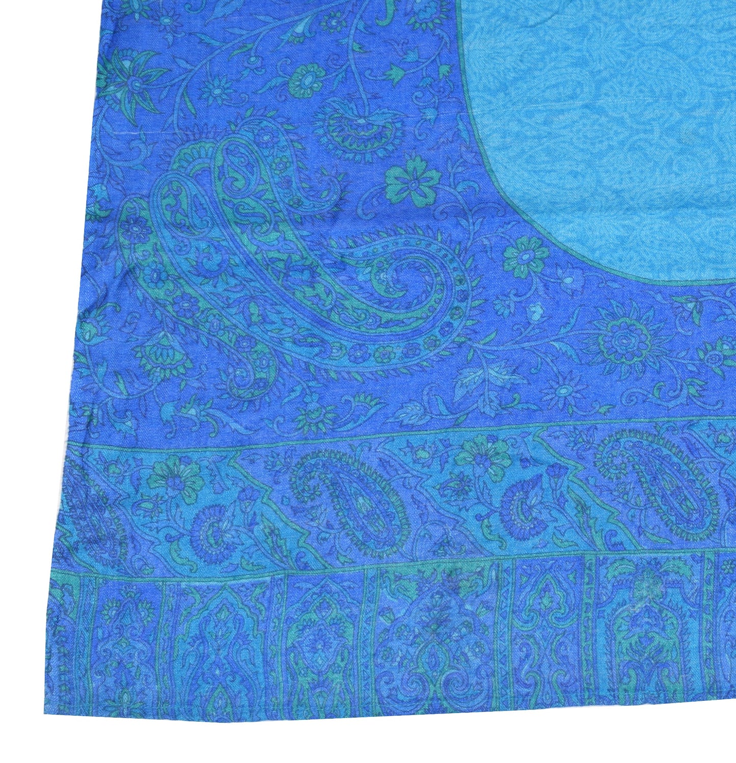 Sushila Vintage Woven Blue Dupatta Pure Woolen Paisley Printed Soft Long Stole