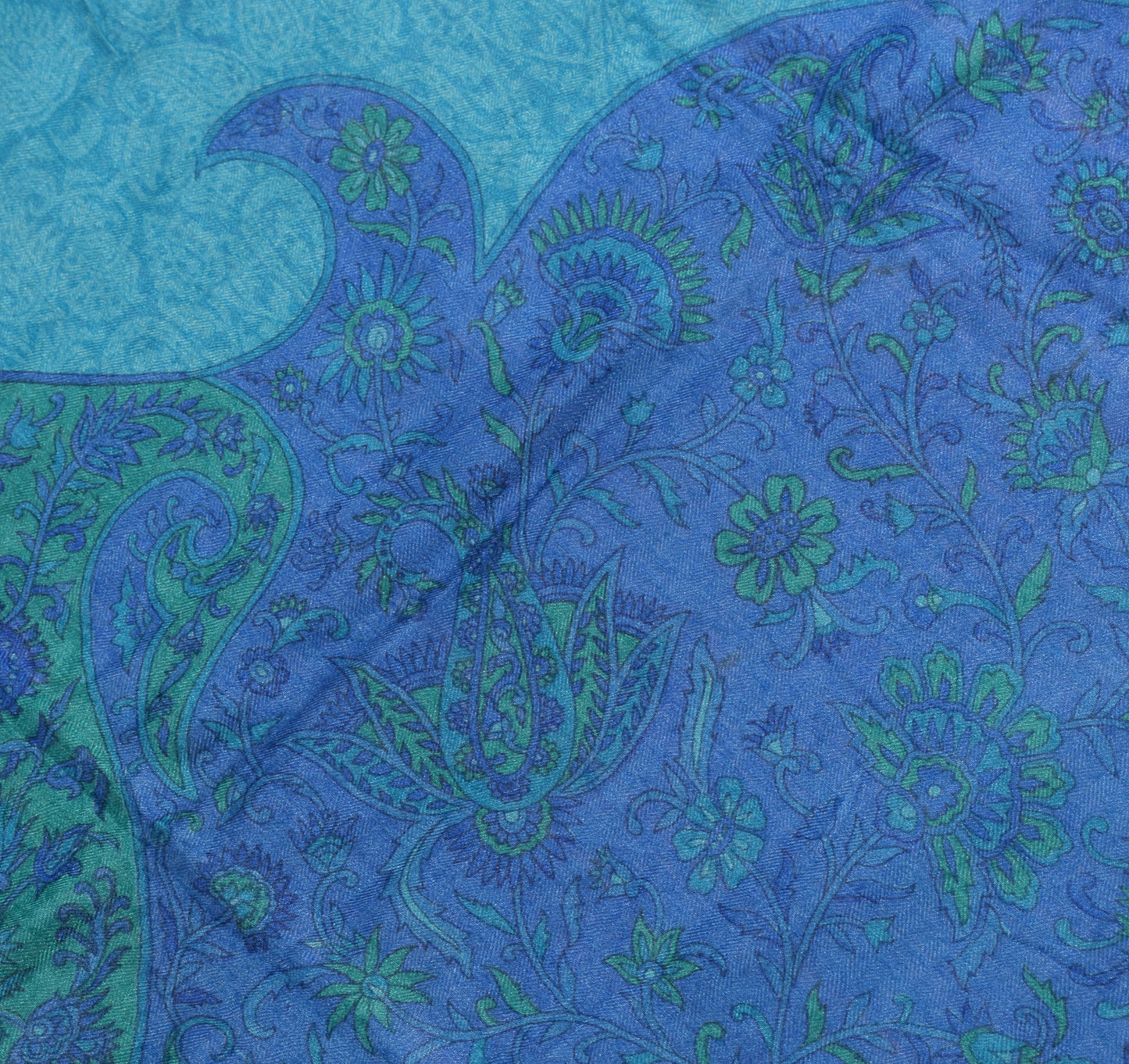 Sushila Vintage Woven Blue Dupatta Pure Woolen Paisley Printed Soft Long Stole