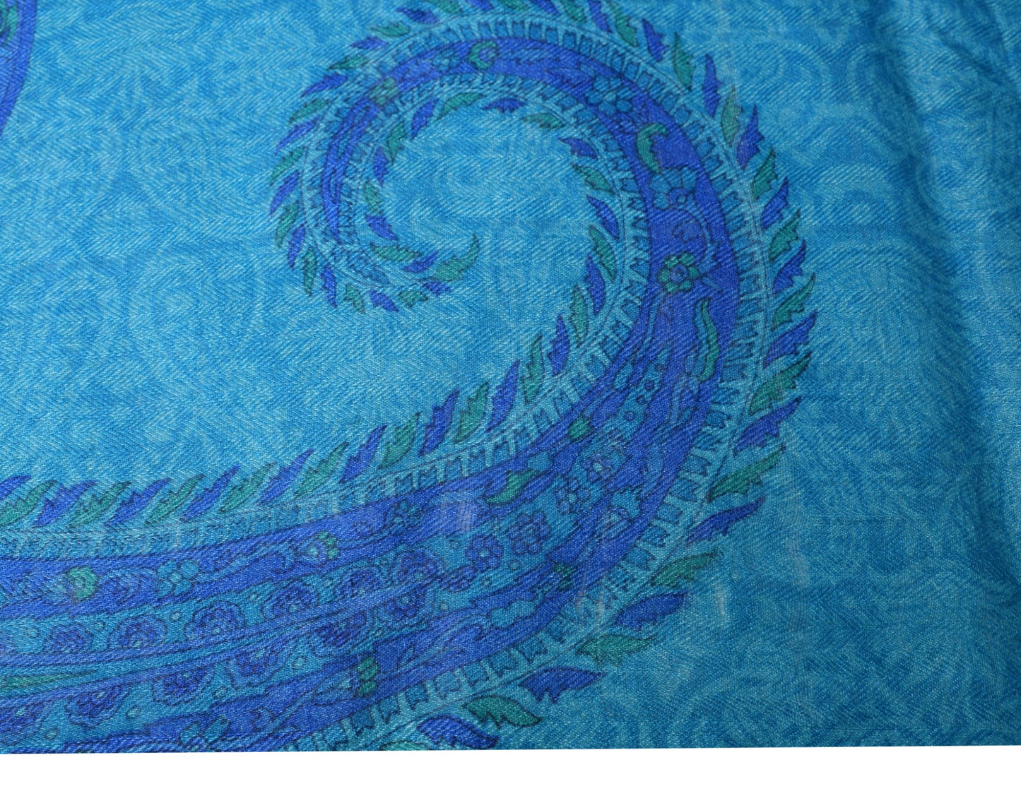 Sushila Vintage Woven Blue Dupatta Pure Woolen Paisley Printed Soft Long Stole