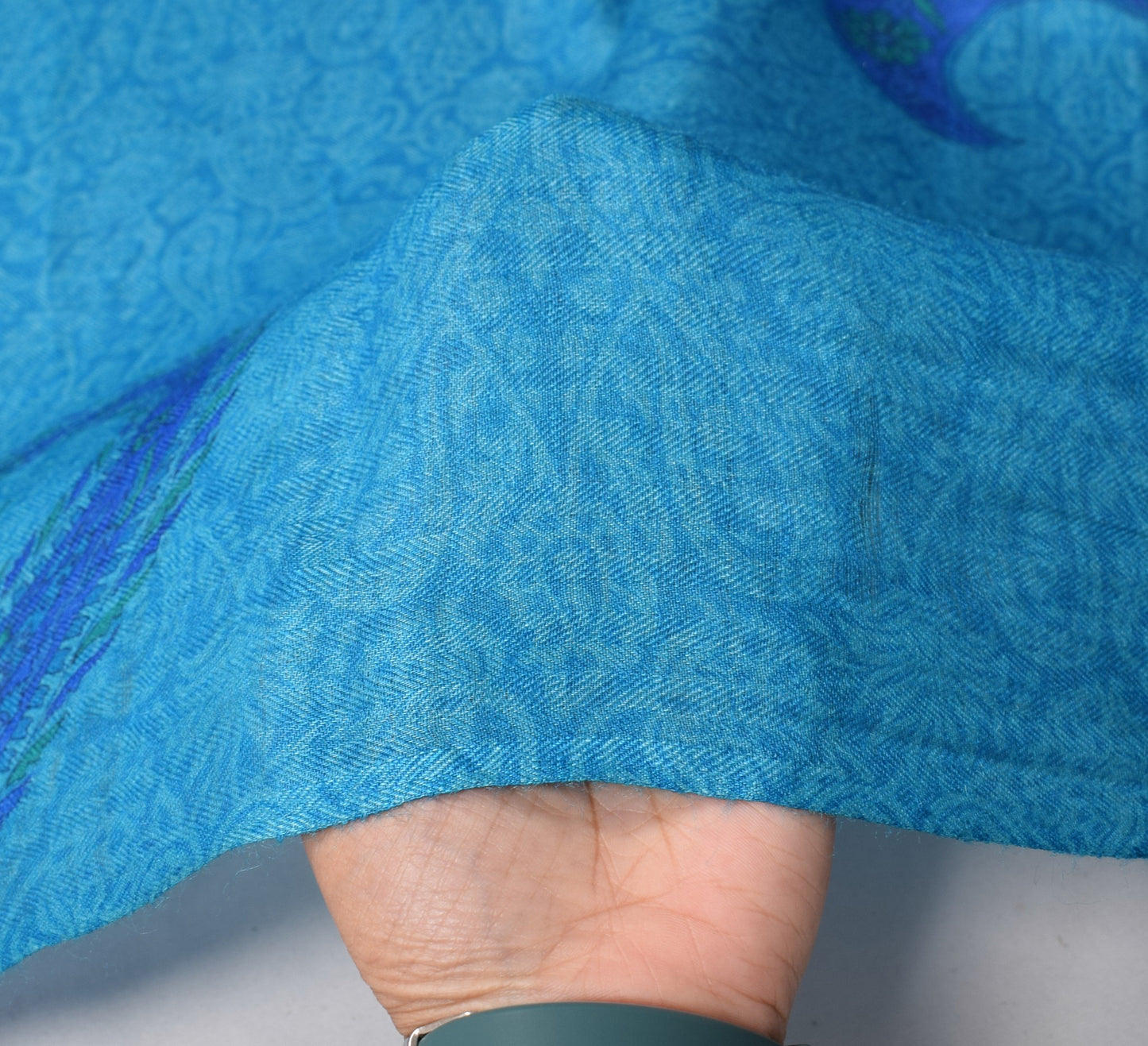Sushila Vintage Woven Blue Dupatta Pure Woolen Paisley Printed Soft Long Stole
