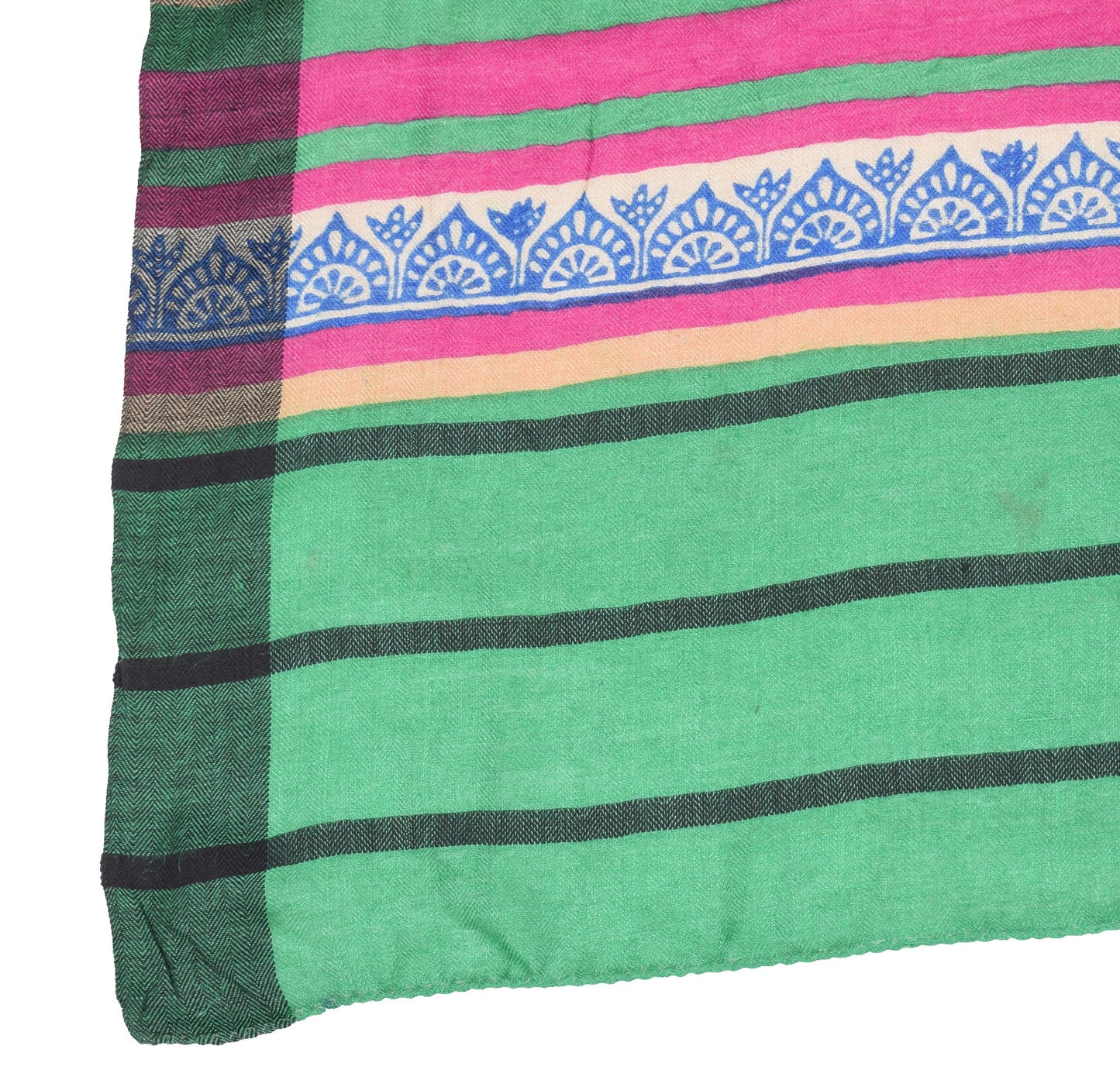 Sushila Vintage Green Dupatta Zig-Zag Pure Woolen Zig-Zag Print Soft Long Stole