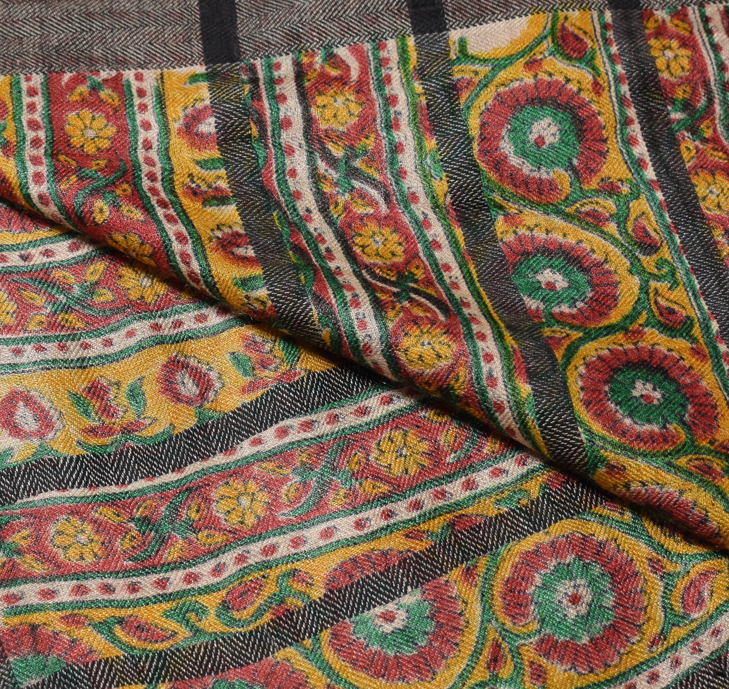 Sushila Vintage Pure Woolen Dupatta Hand Block Printed Woven Red Soft Long Stole