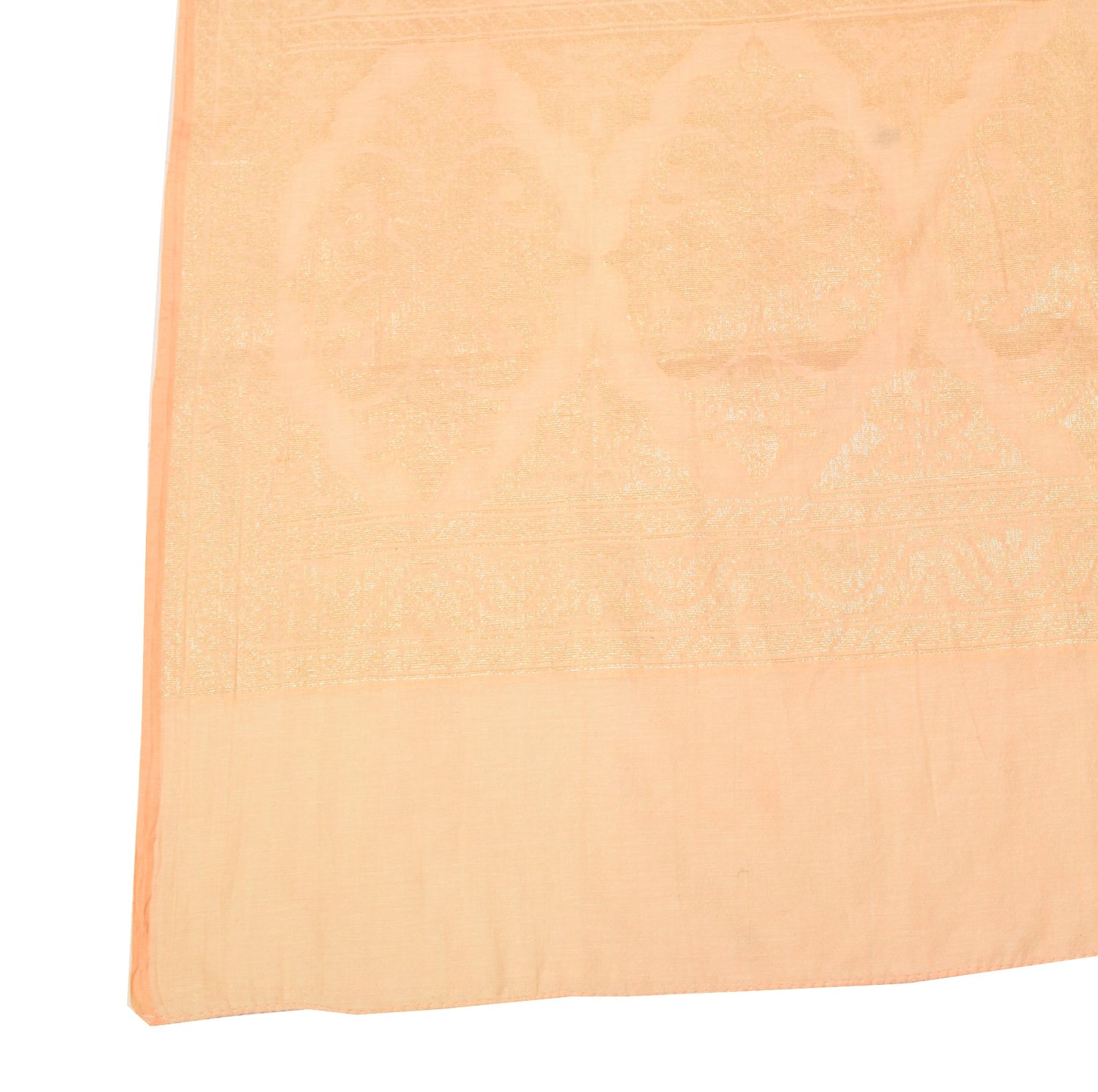 Sushila Vintage Woven Zari Brocade Dupatta Peach Art Silk Zif-Zag Long Stole