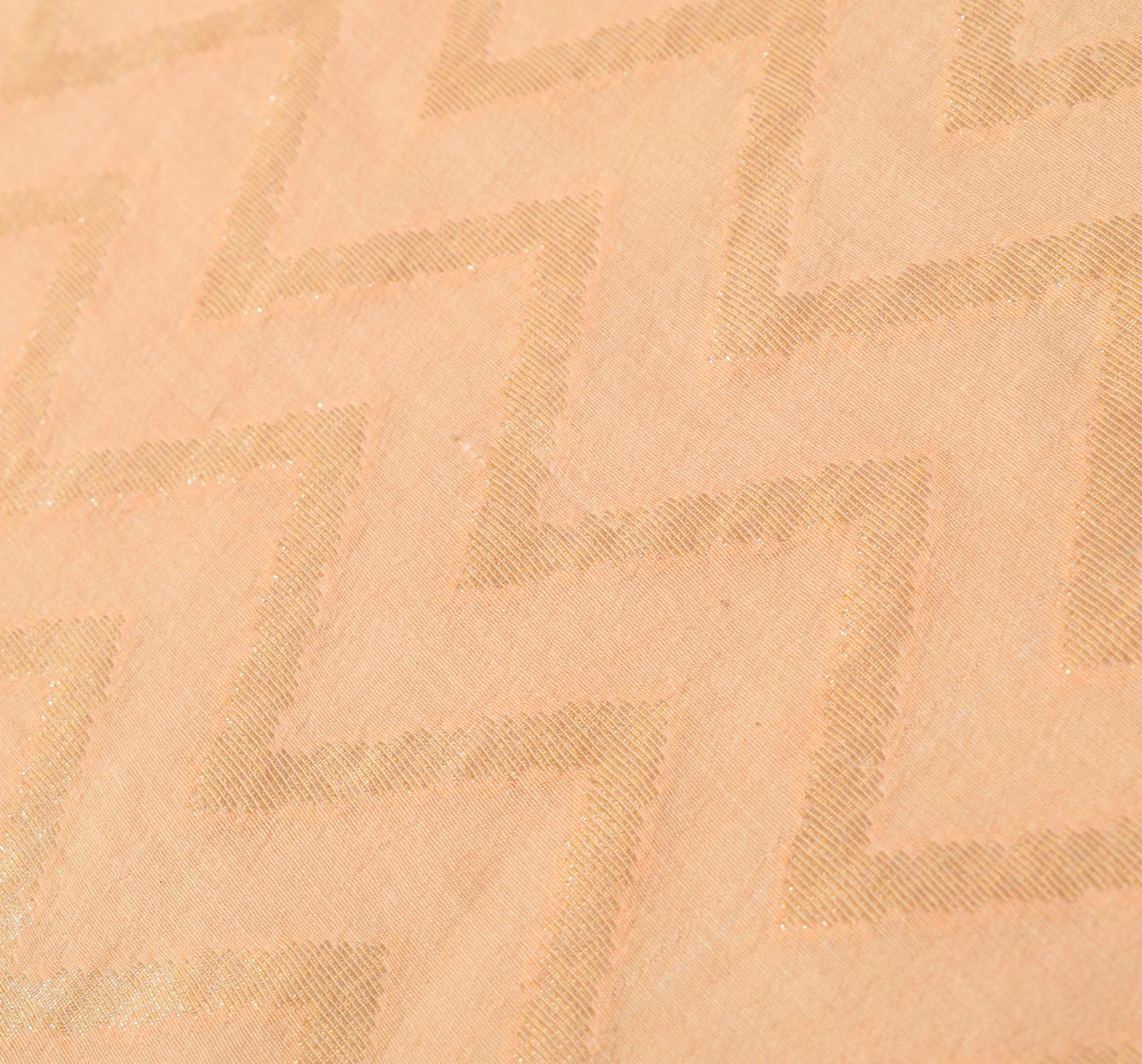Sushila Vintage Woven Zari Brocade Dupatta Peach Art Silk Zif-Zag Long Stole