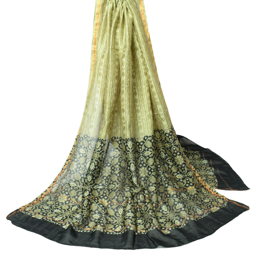 Sushila Vintage Pure Cotton Dupatta Printed Green Black Daily Wear Long Stole