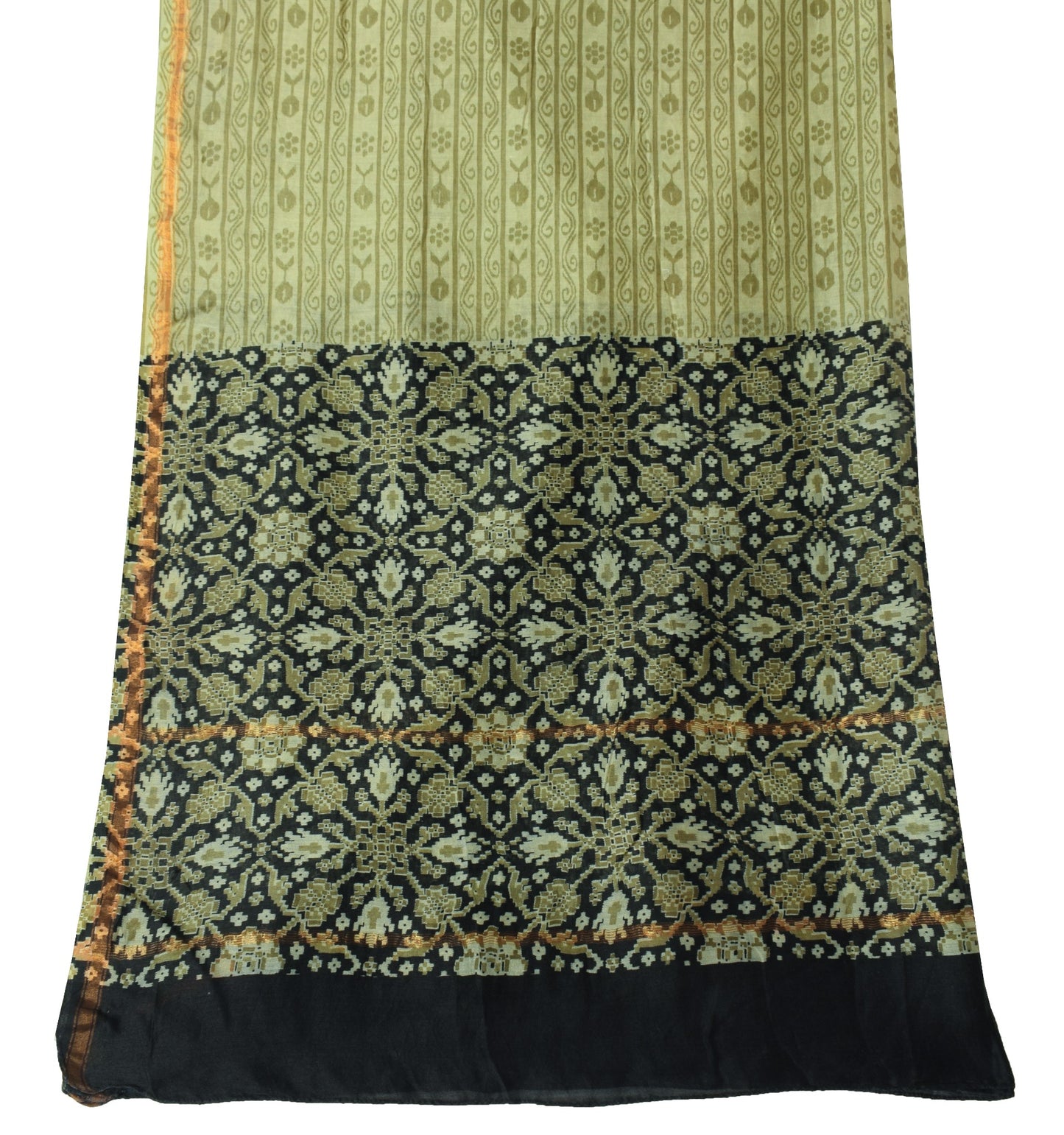 Sushila Vintage Pure Cotton Dupatta Printed Green Black Daily Wear Long Stole