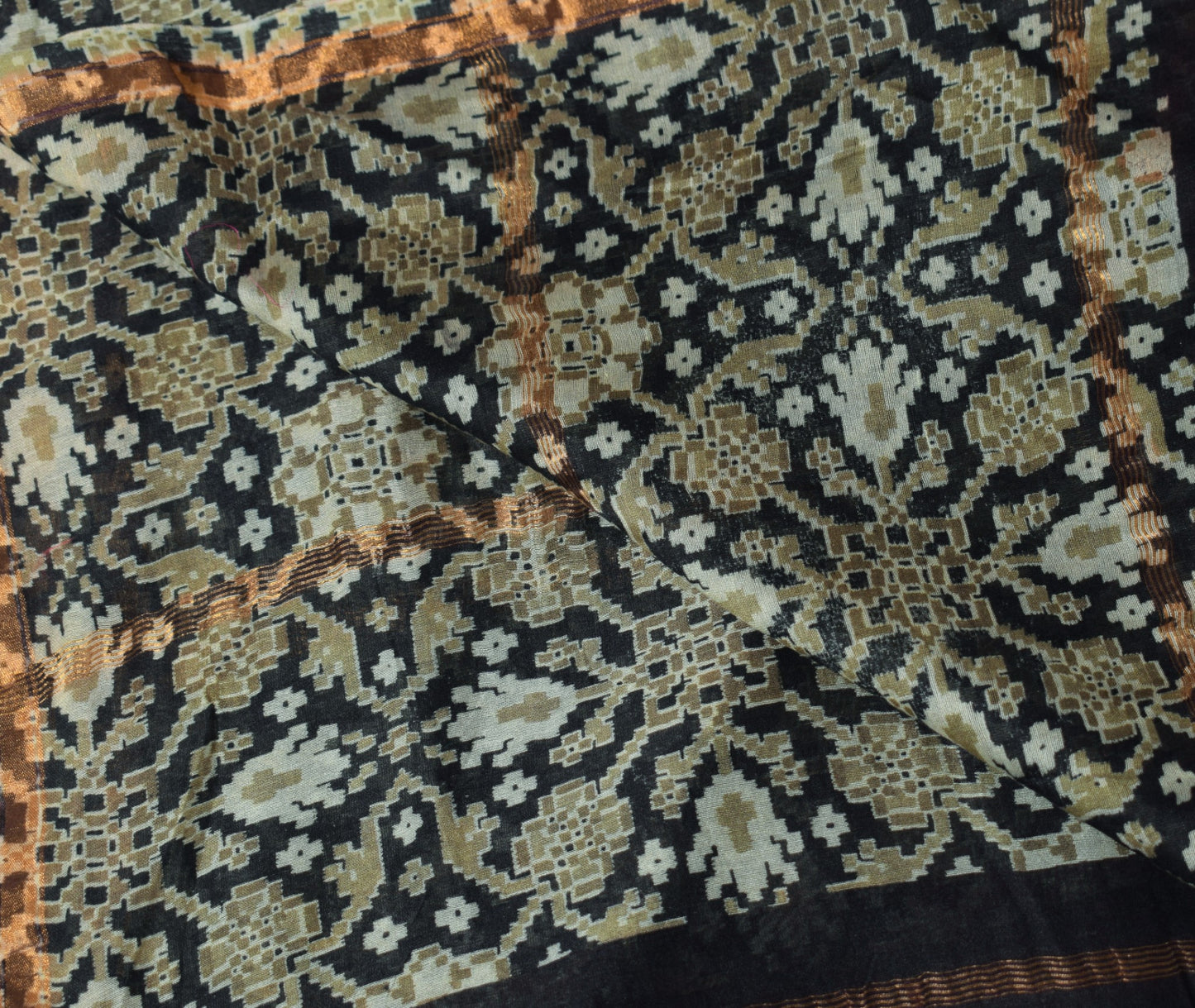 Sushila Vintage Pure Cotton Dupatta Printed Green Black Daily Wear Long Stole