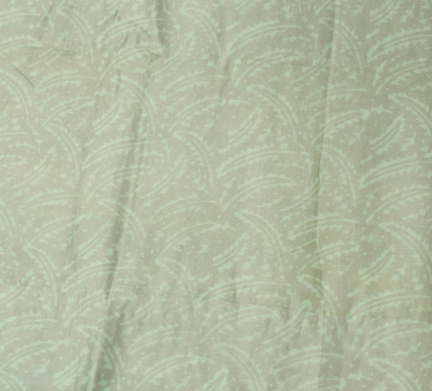 Sushila Vintage Pure Cotton Silk Dupatta Hand Printed Green Leaves Long Stole