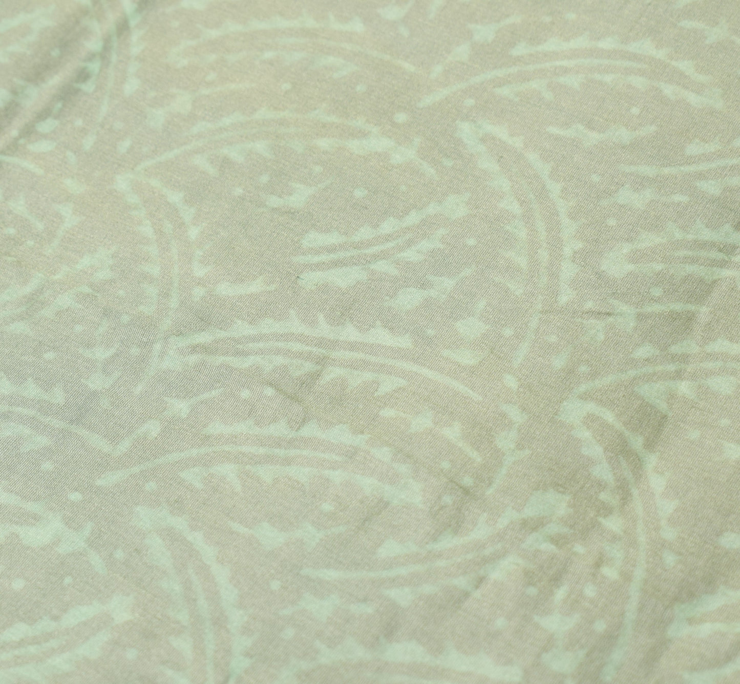 Sushila Vintage Pure Cotton Silk Dupatta Hand Printed Green Leaves Long Stole