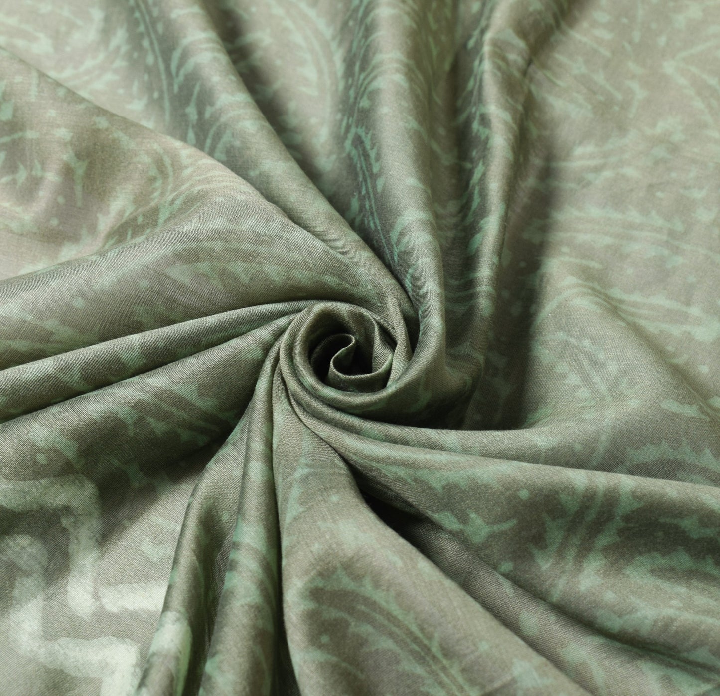Sushila Vintage Pure Cotton Silk Dupatta Hand Printed Green Leaves Long Stole