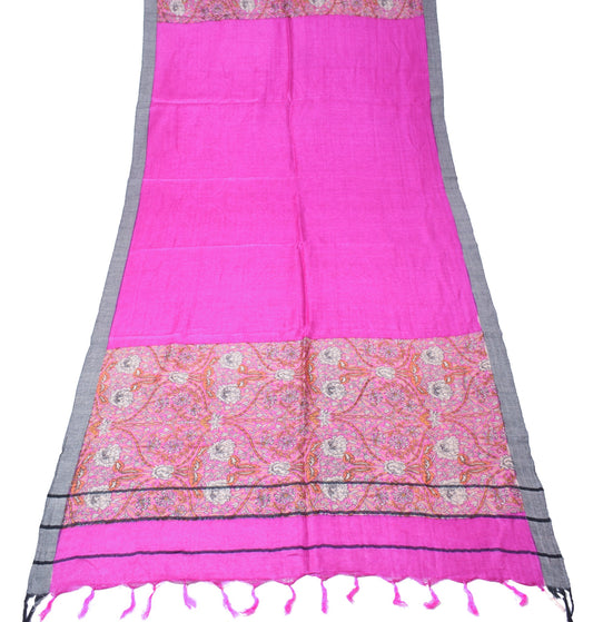 Sushila Vintage Fuchsia Pink Dupatta Pure woolen Printed & Woven Soft Long Stole