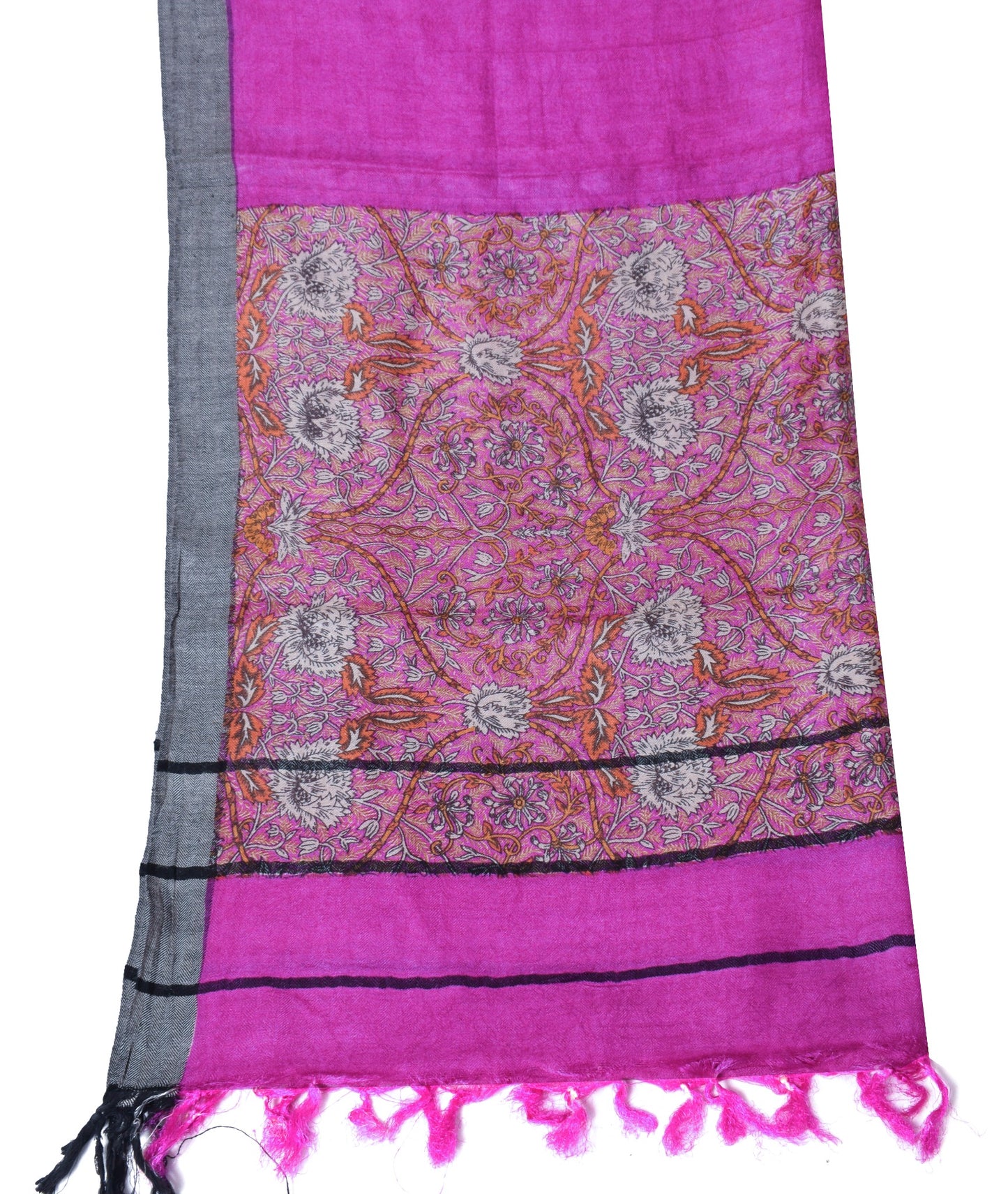 Sushila Vintage Fuchsia Pink Dupatta Pure woolen Printed & Woven Soft Long Stole