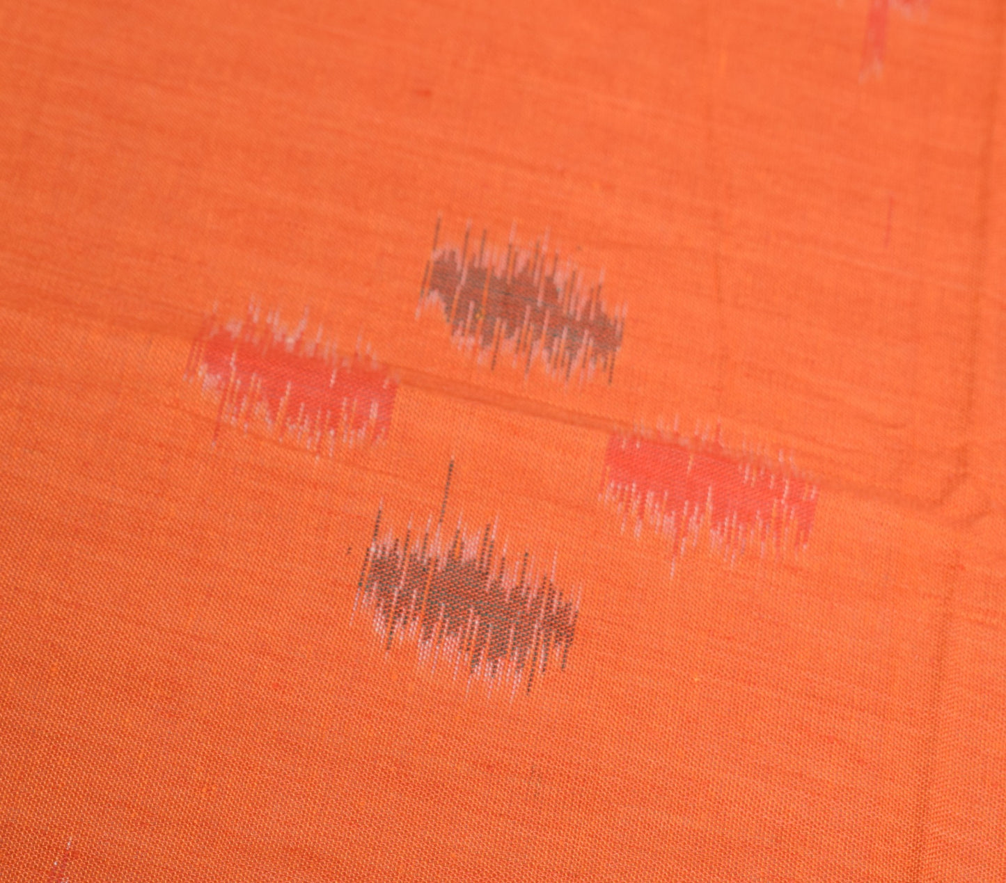 Sushila Vintage Hand Woven Ikat Dupatta Orange Pure Cotton Indian Long Stole