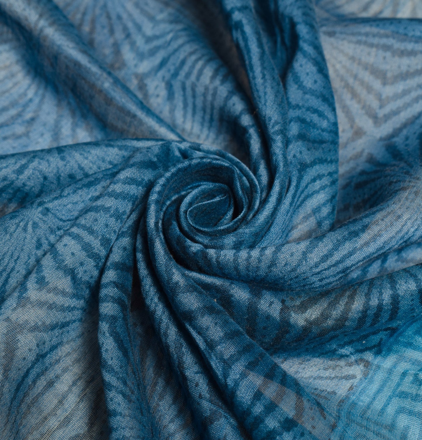Sushila Vintage Blue Brown Dupatta Pure Cotton Silk Hand Block Print Long Stole