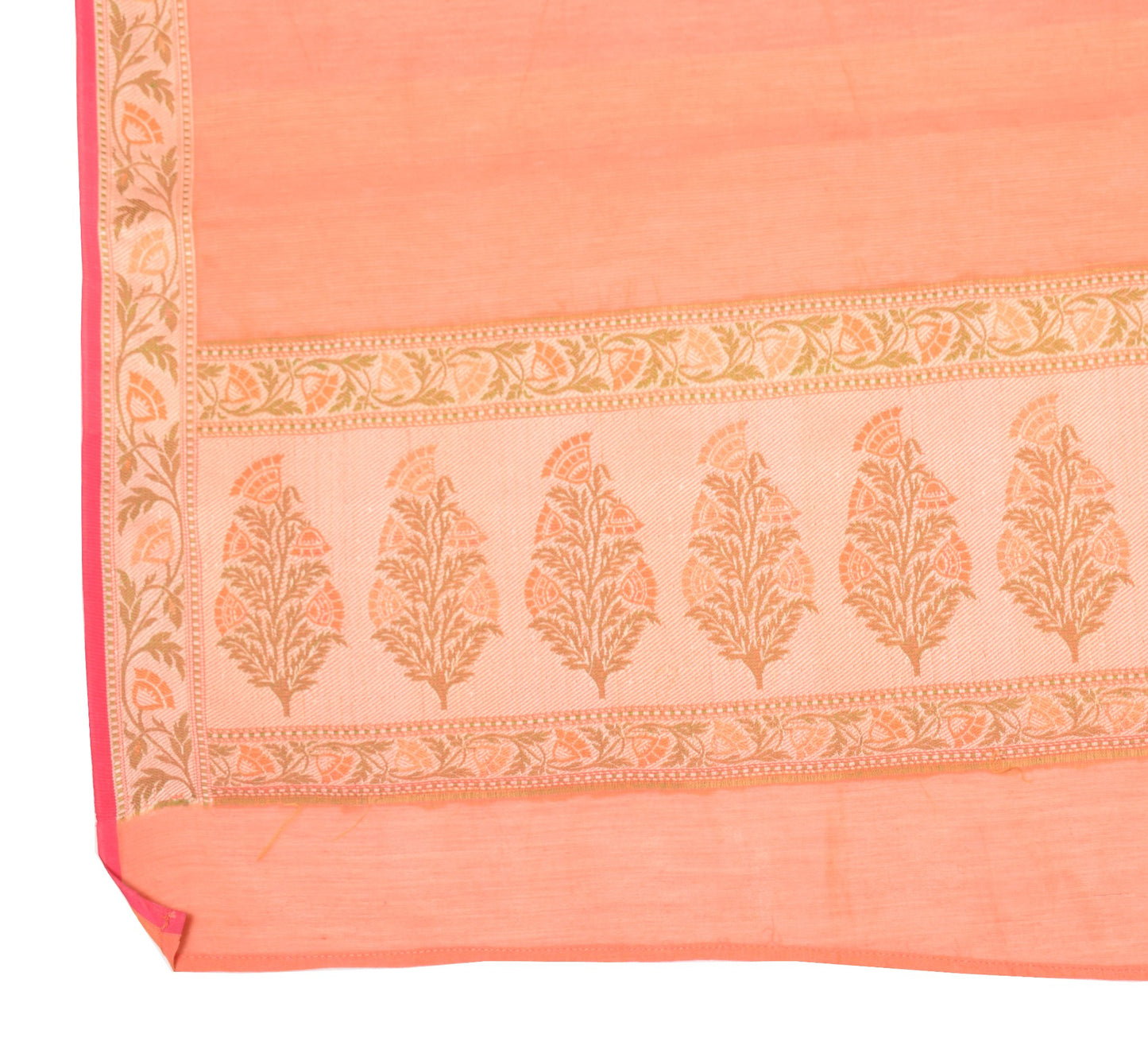 Sushila Vintage Pure Cotton Silk Dupatta Woven Peach Dual Tone Floral Long Stole