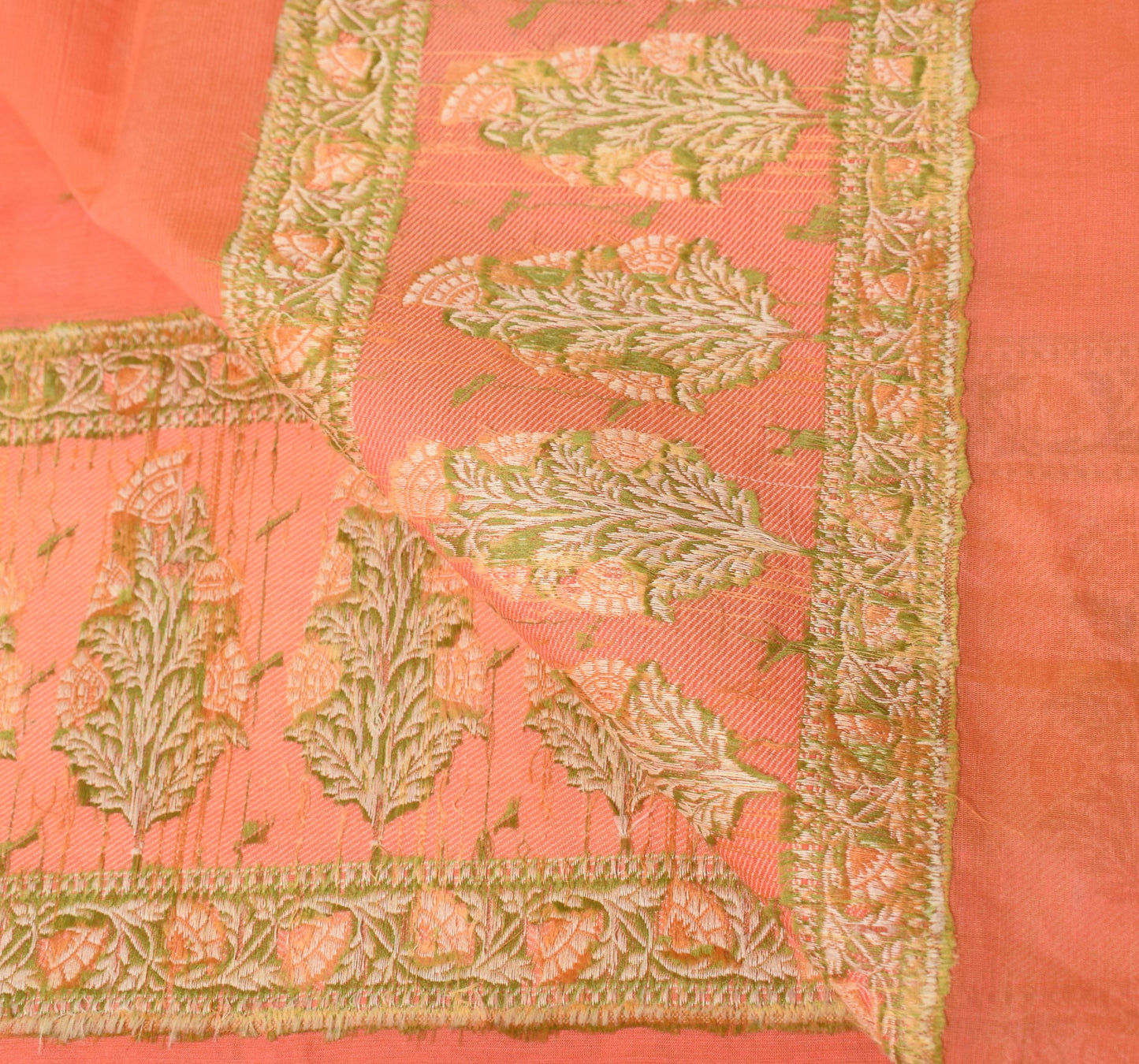 Sushila Vintage Pure Cotton Silk Dupatta Woven Peach Dual Tone Floral Long Stole