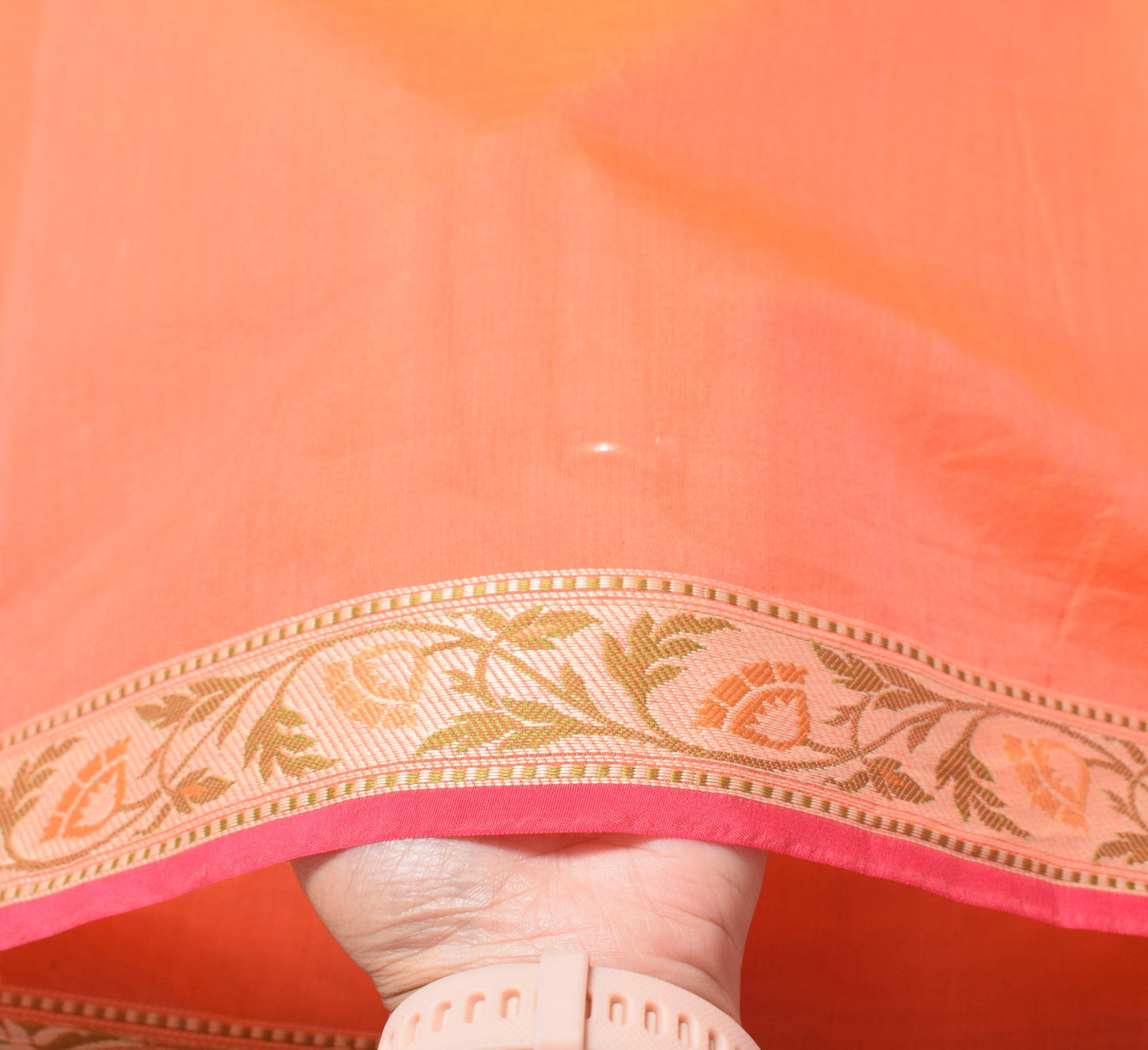 Sushila Vintage Pure Cotton Silk Dupatta Woven Peach Dual Tone Floral Long Stole