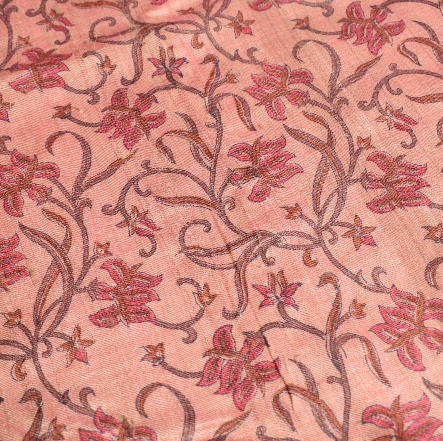 Sushila Vintage Pure Woolen Dupatta Cream Pink Dual Tone Hand Block Long Stole
