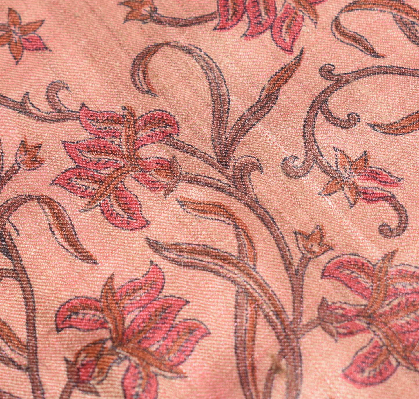 Sushila Vintage Pure Woolen Dupatta Cream Pink Dual Tone Hand Block Long Stole