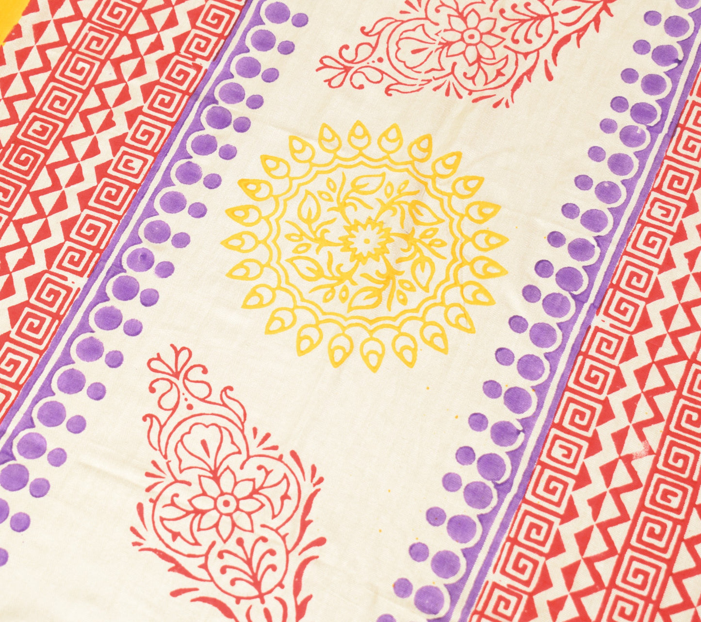 Sushila Vintage Cream Pure Woolen Dupatta Hand Block Printed & Woven Long Stole