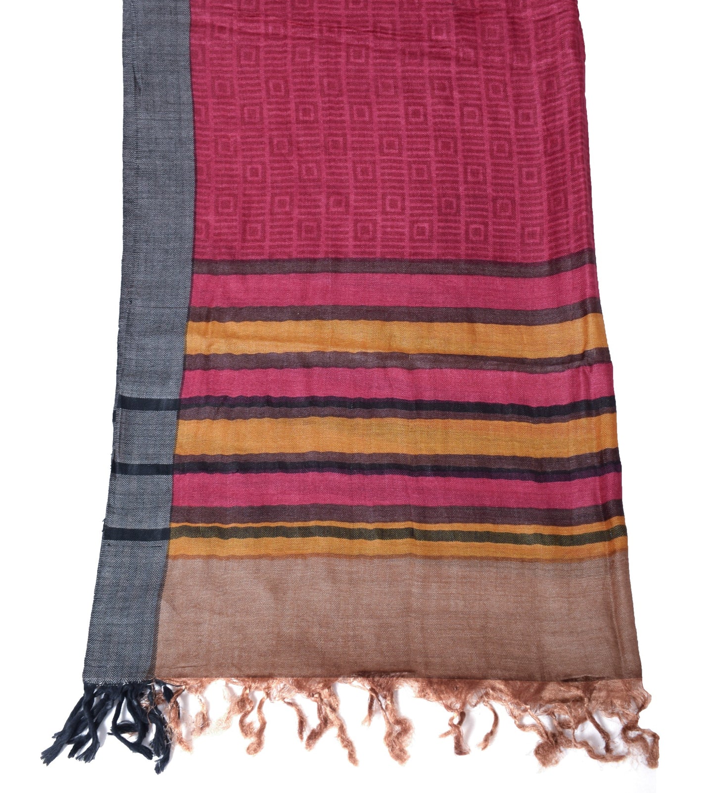 Sushila Vintage Dark Magenta Dupatta Geometrical Printed Pure Woolen Long Stole
