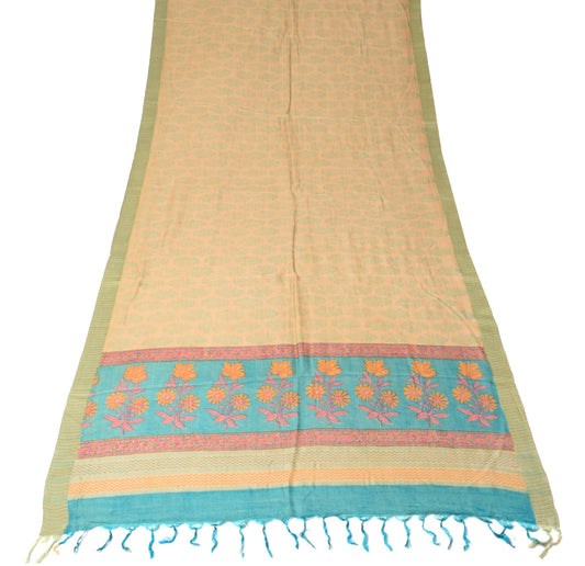 Sushila Vintage Floral Brown Dupatta Hand Block Printed Pure Woolen Long Stole
