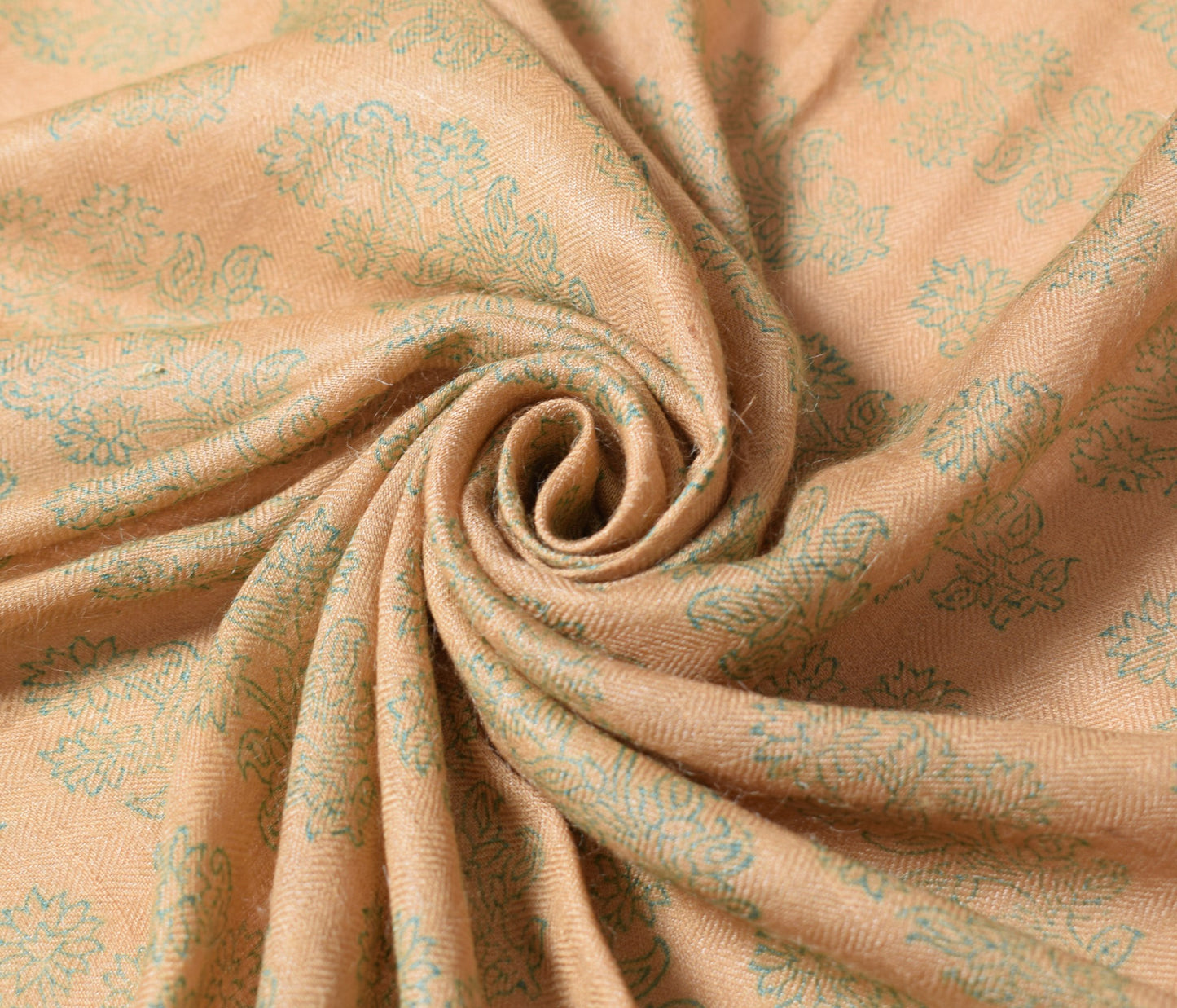 Sushila Vintage Floral Brown Dupatta Hand Block Printed Pure Woolen Long Stole