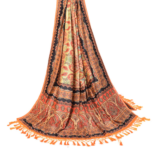 Sushila Vintage Multi-Color Velvet Dupatta Paisley Printed Designer Long Stole