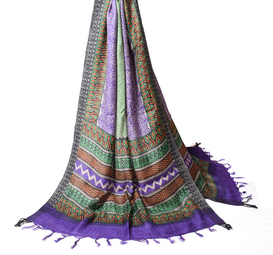 Sushila Vintage Multi-Color Dupatta Hand Block Print Pure Woolen Soft Long Stole