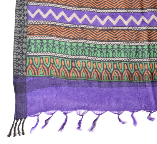 Sushila Vintage Multi-Color Dupatta Hand Block Print Pure Woolen Soft Long Stole