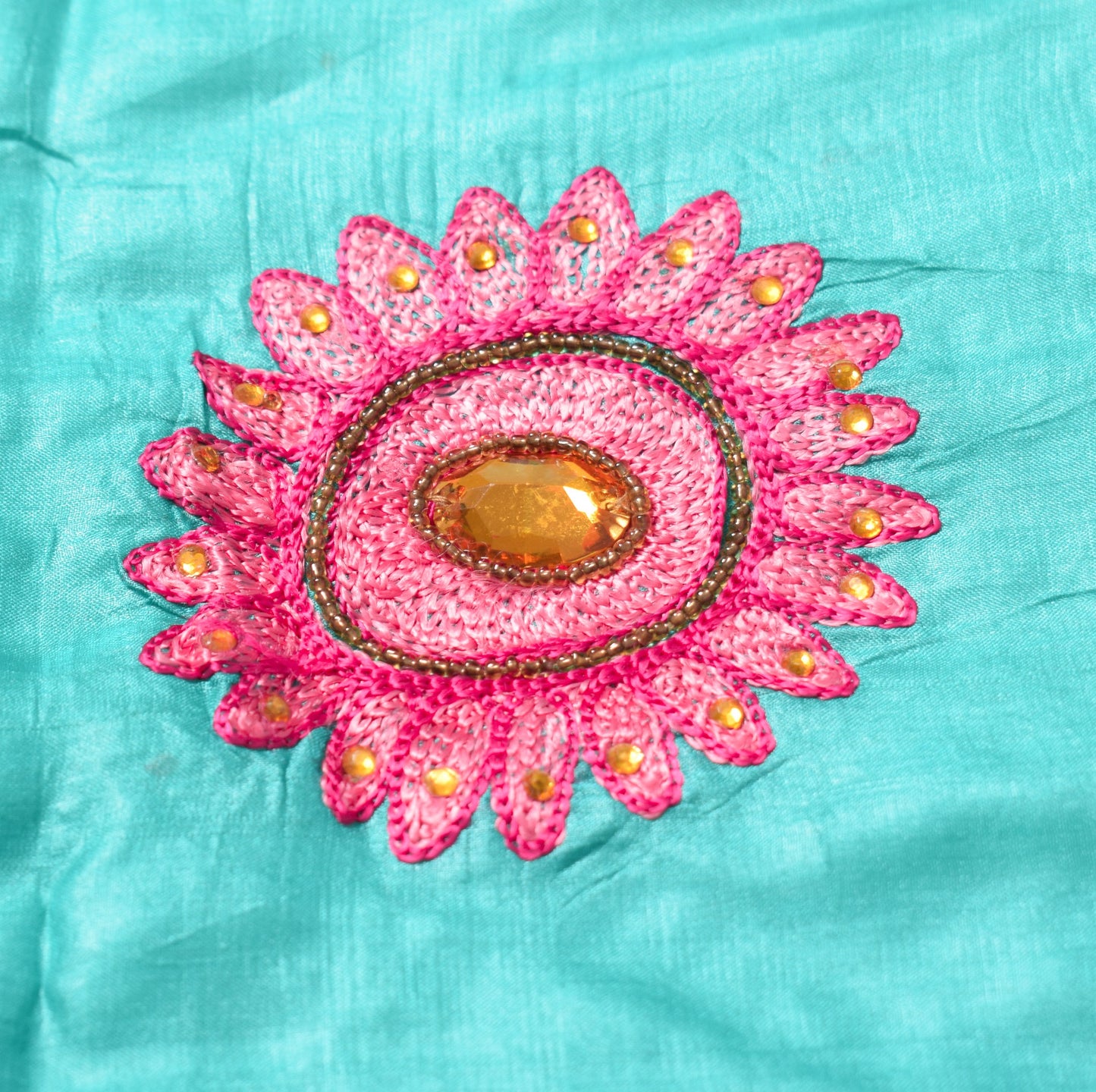 Sushila Vintage Teal Green Dupatta Floral Embroidered Pure Tussar Silk LongStole