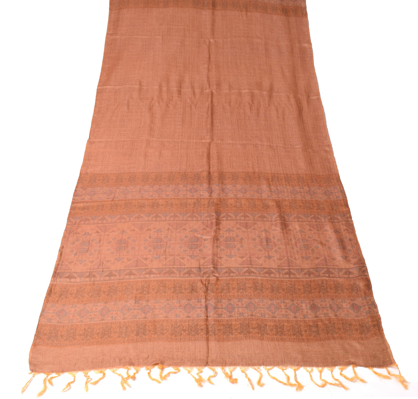 Sushila Vintage Pure Woolen Dupatta Brown Printed Geometric Soft Long Stole