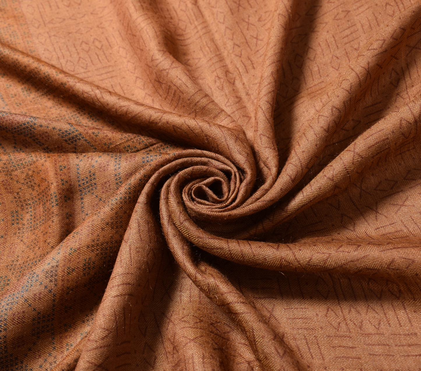 Sushila Vintage Pure Woolen Dupatta Brown Printed Geometric Soft Long Stole
