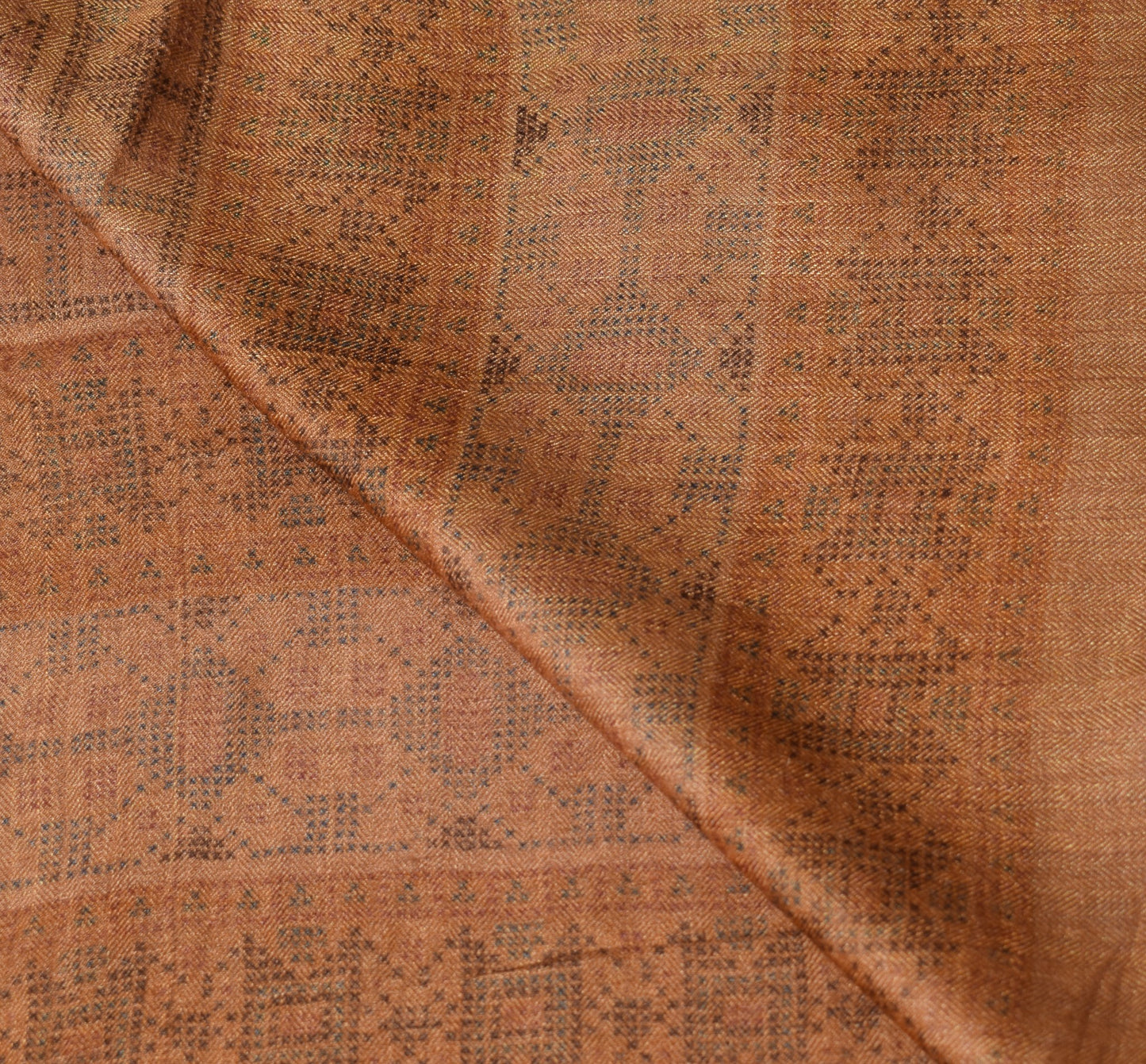 Sushila Vintage Pure Woolen Dupatta Brown Printed Geometric Soft Long Stole
