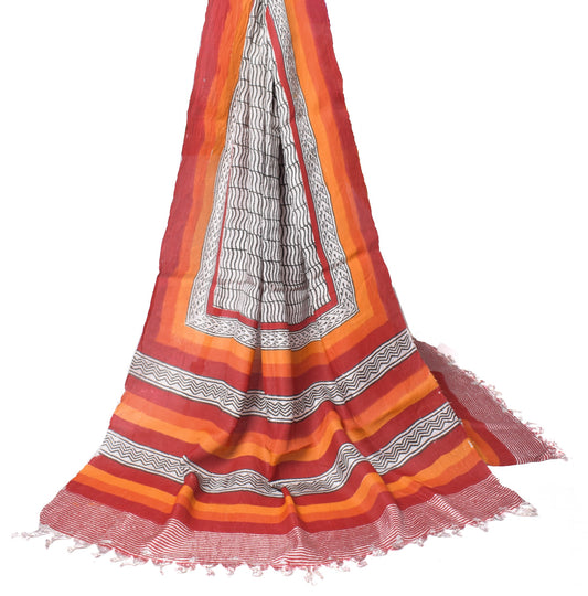 Sushila Vintage Gray Dupatta Pure Rayon Hand Block Printed Stylish Long Stole