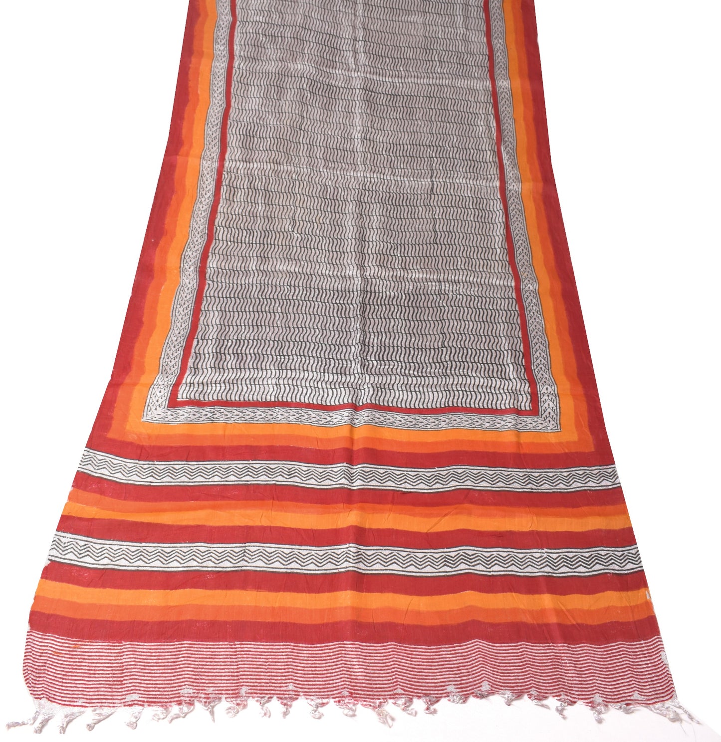 Sushila Vintage Gray Dupatta Pure Rayon Hand Block Printed Stylish Long Stole