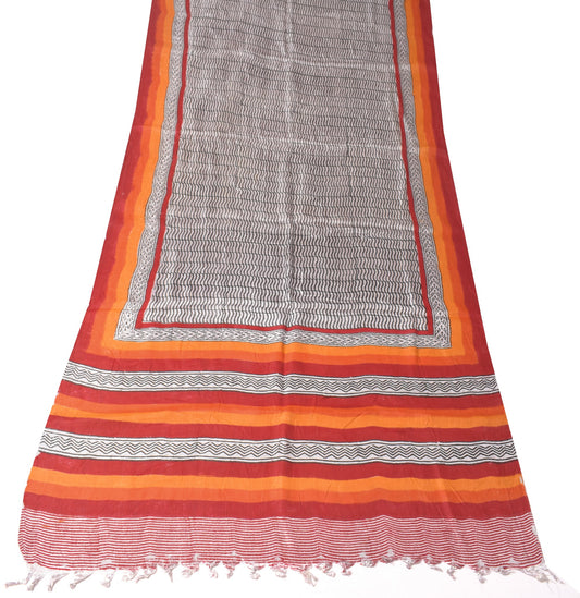 Sushila Vintage Gray Dupatta Pure Rayon Hand Block Printed Stylish Long Stole