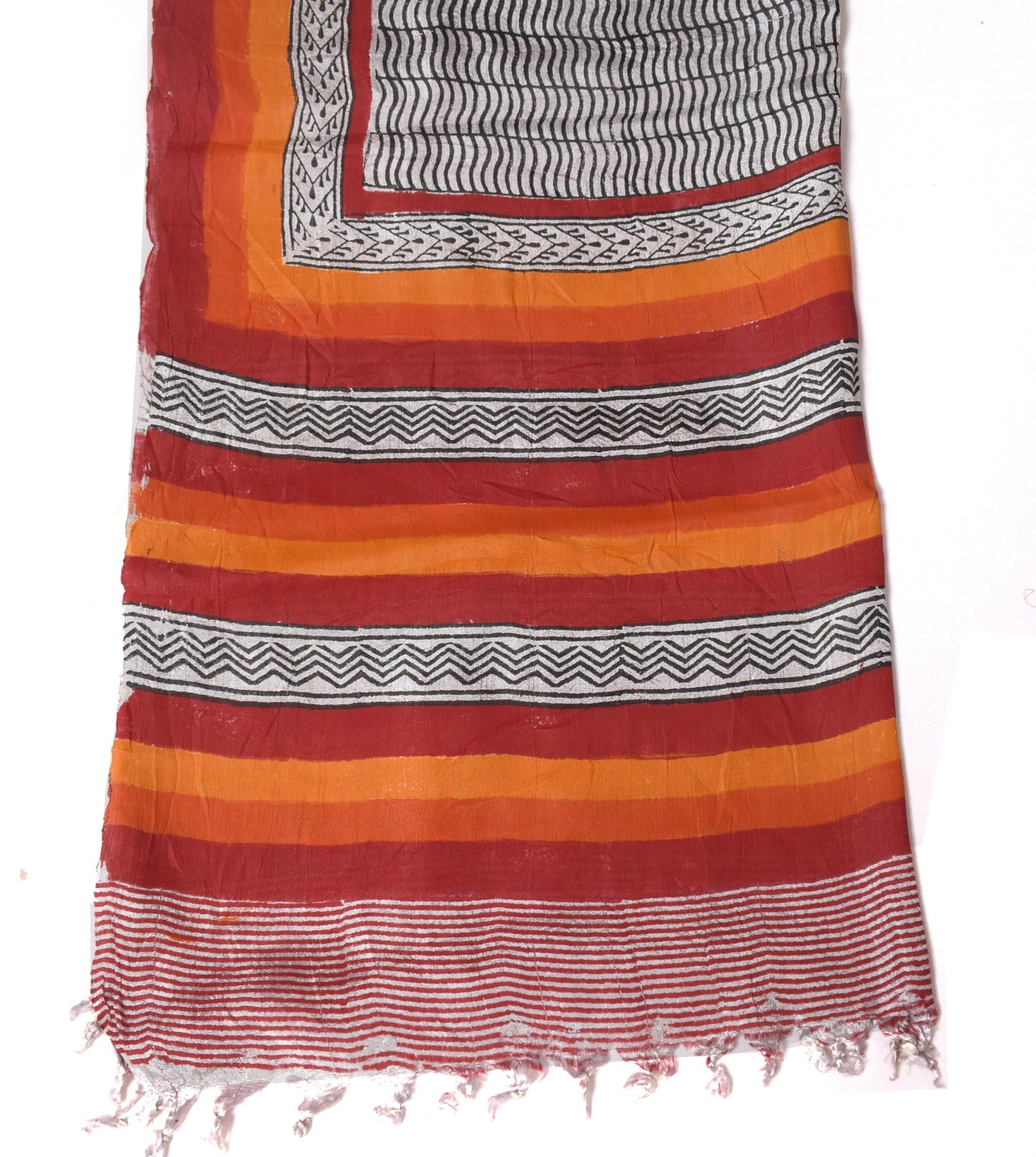 Sushila Vintage Gray Dupatta Pure Rayon Hand Block Printed Stylish Long Stole