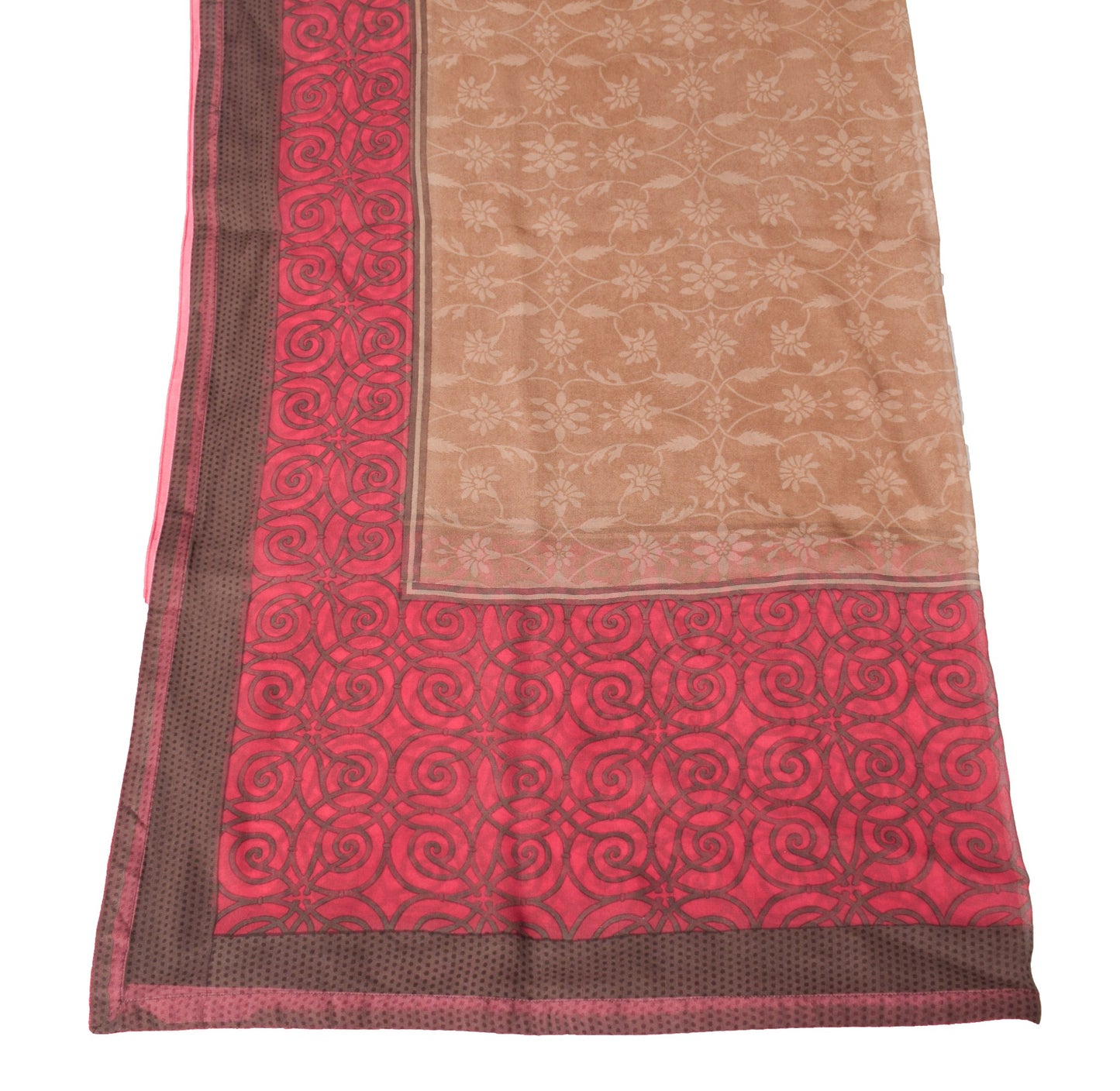 Sushila Vintage Brown Floral Dupatta Pure Georgette Printed Indian Long Stole
