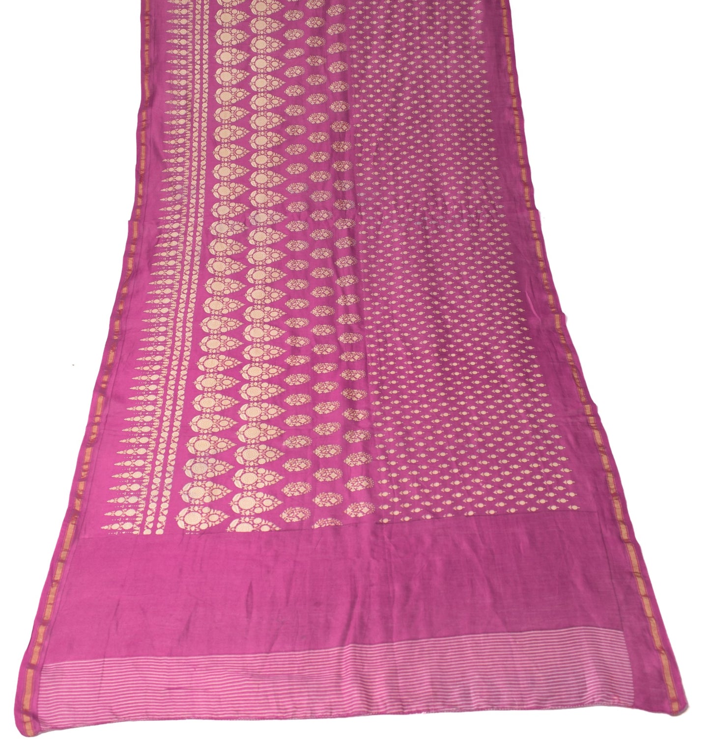 Sushila Vintage Magenta Dupatta 100% Pure Cotton Floral Hand Printed Long Stole