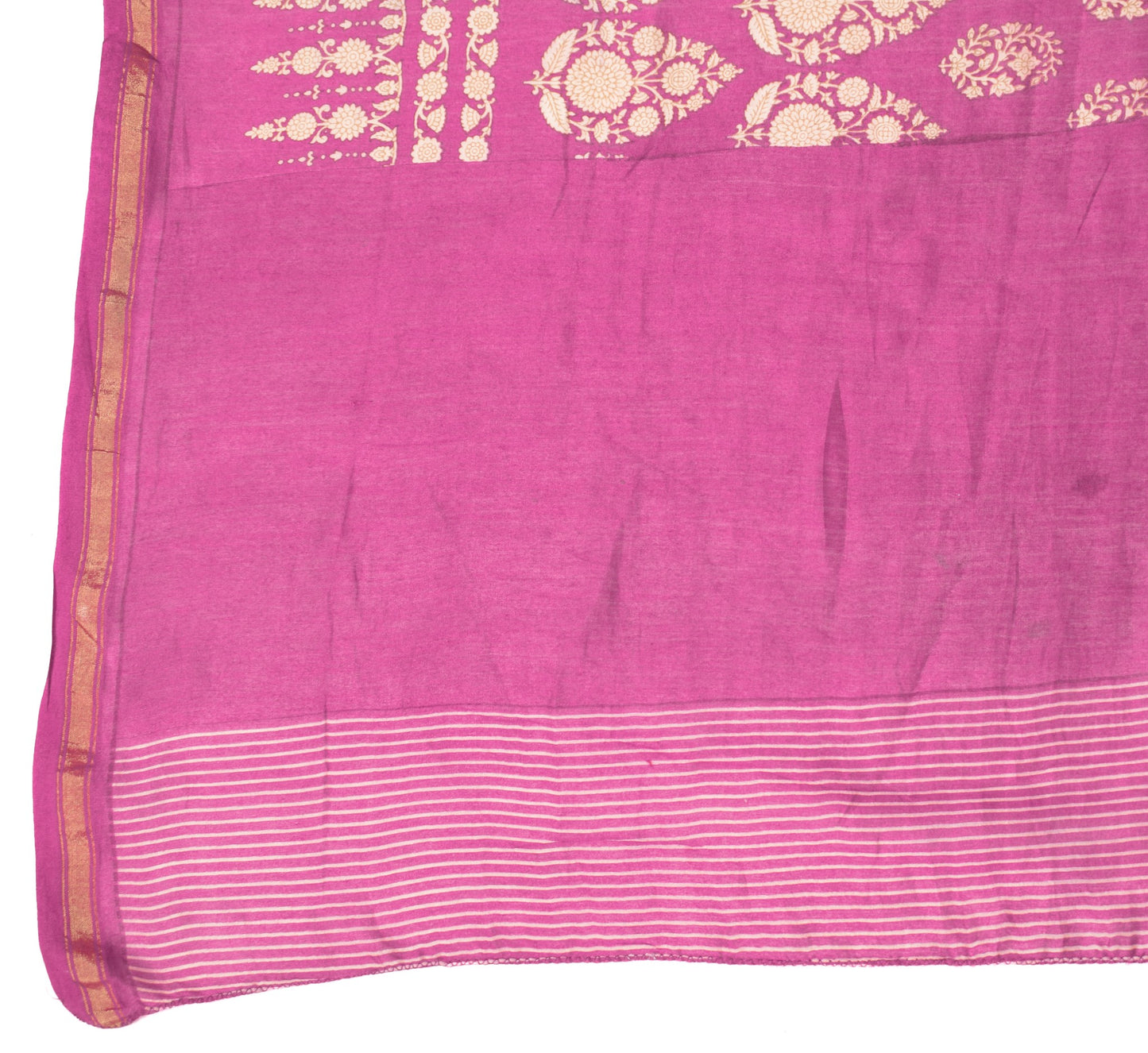 Sushila Vintage Magenta Dupatta 100% Pure Cotton Floral Hand Printed Long Stole