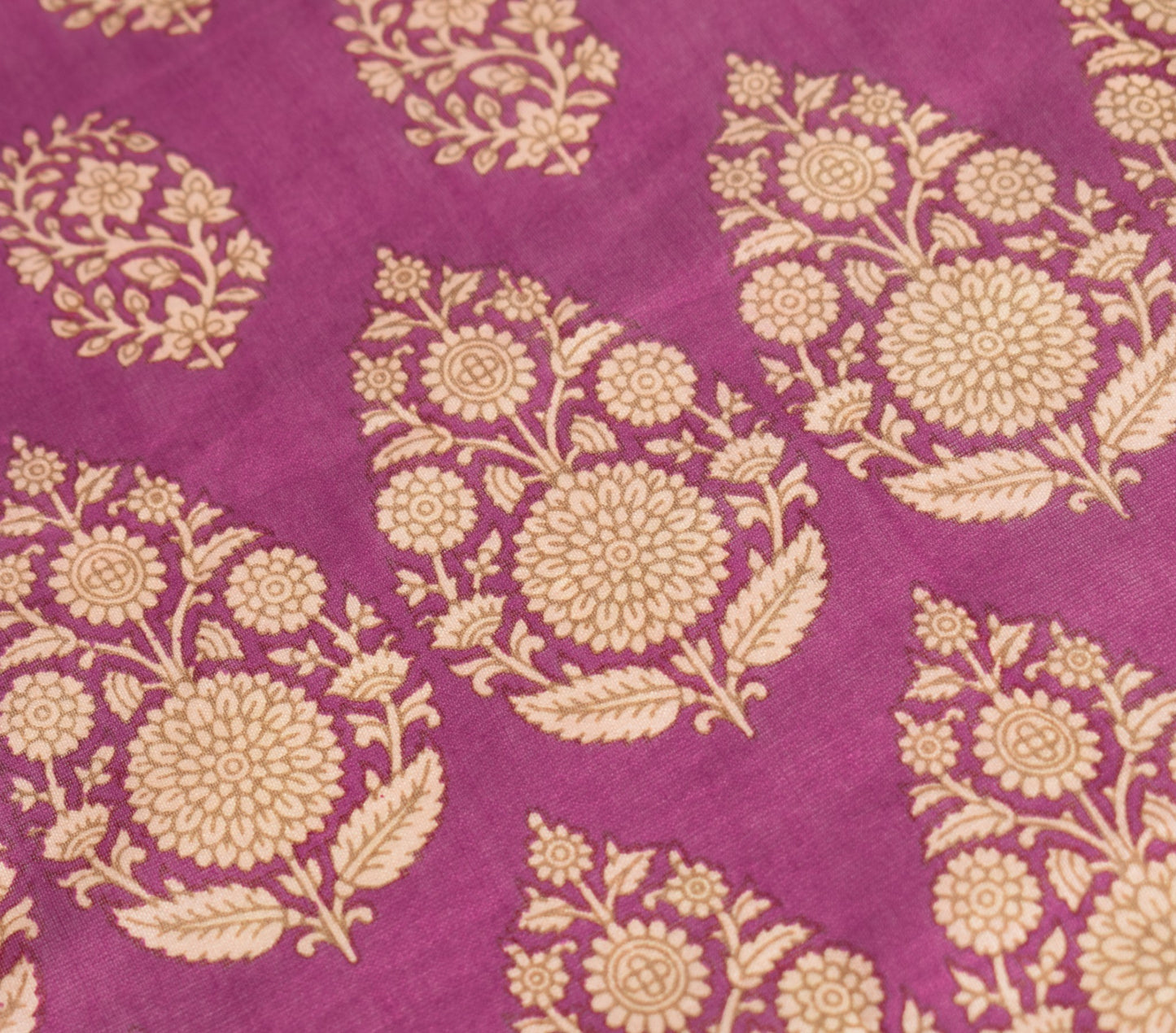 Sushila Vintage Magenta Dupatta 100% Pure Cotton Floral Hand Printed Long Stole