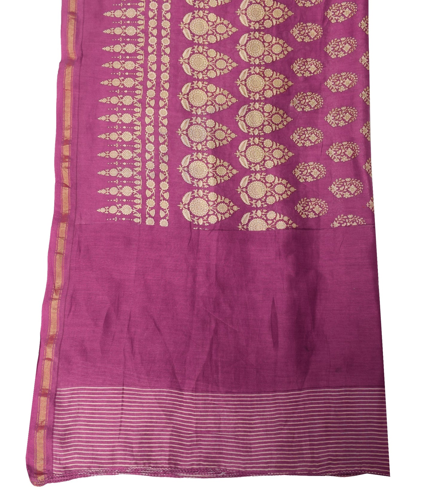 Sushila Vintage Magenta Dupatta 100% Pure Cotton Floral Hand Printed Long Stole