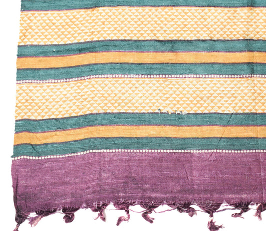Sushila Vintage Multi-Color Dupatta Pure Khadi Hand Printed & Woven Long Stole